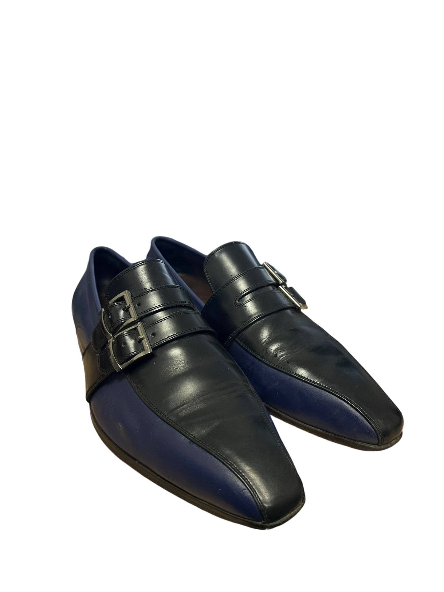 Bespoke Herrenschuhe dunkelblau / schwarz aus Echtleder Sohle Gr. 44