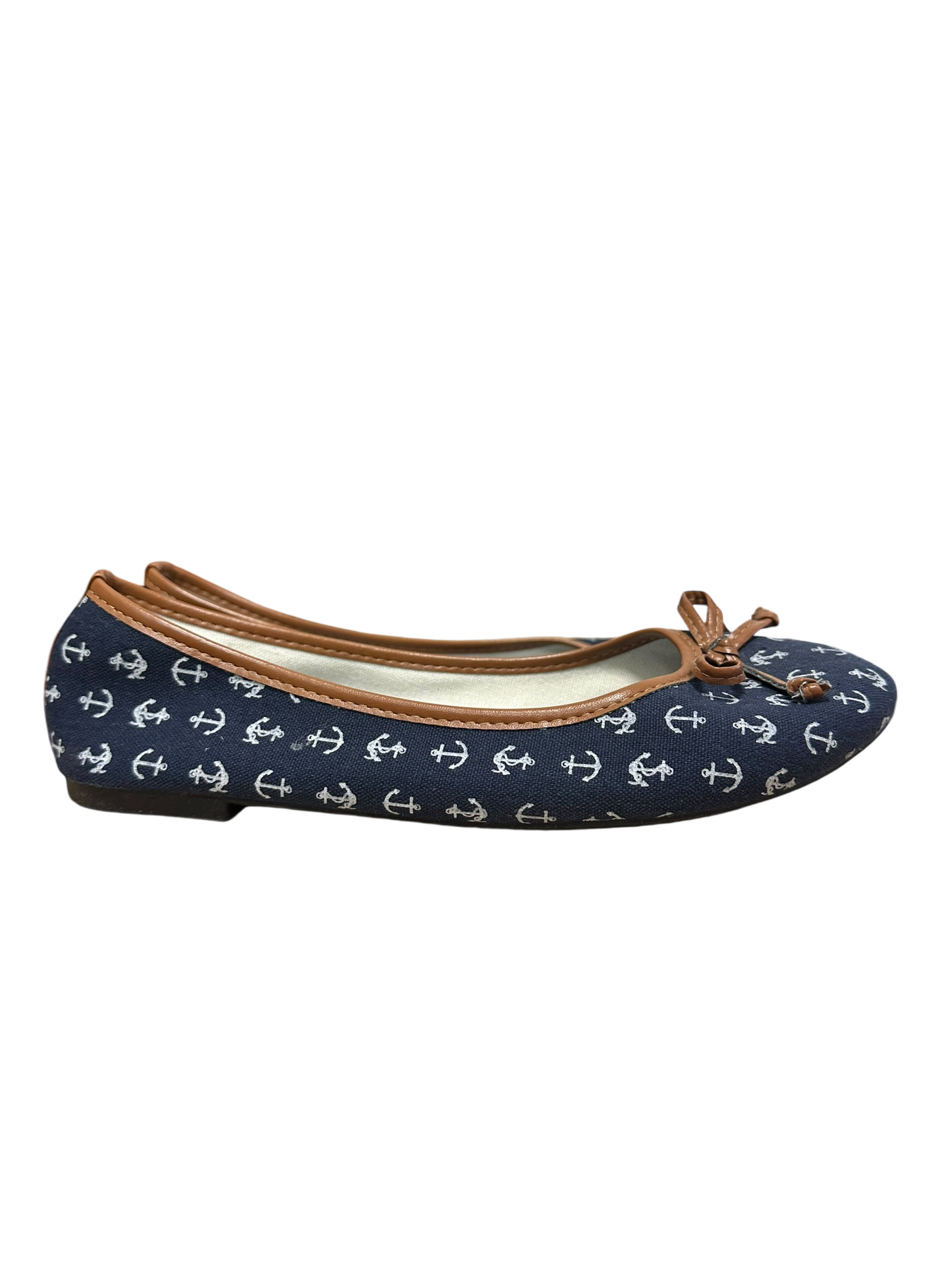 ⚓️ Maritim Ballerinas Damen 38 Dunkelblau – Anker & Blumen – Schleife ⚓️