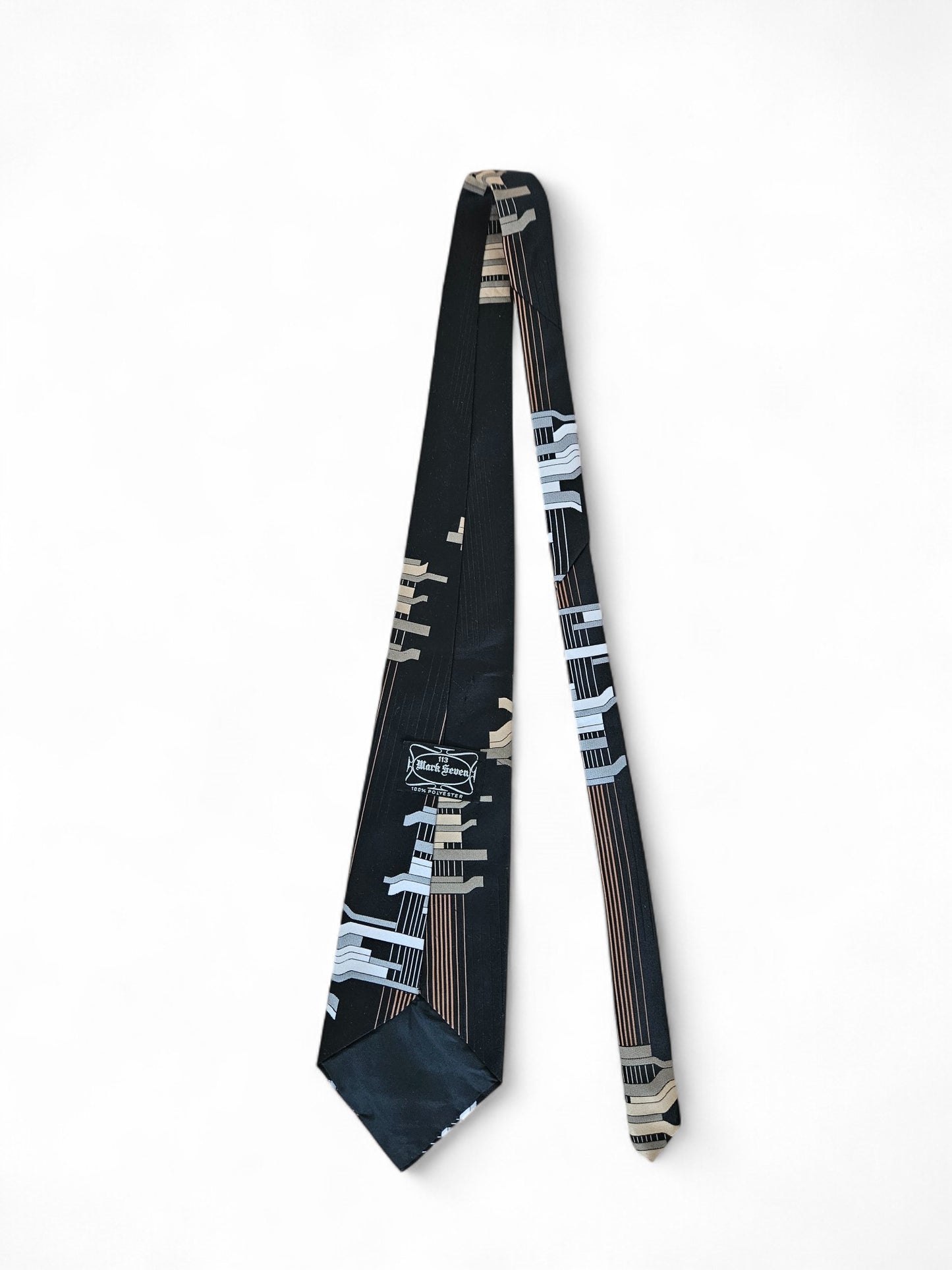 Designer-Krawatte von 113 Mark Seven, schwarz, gemustert