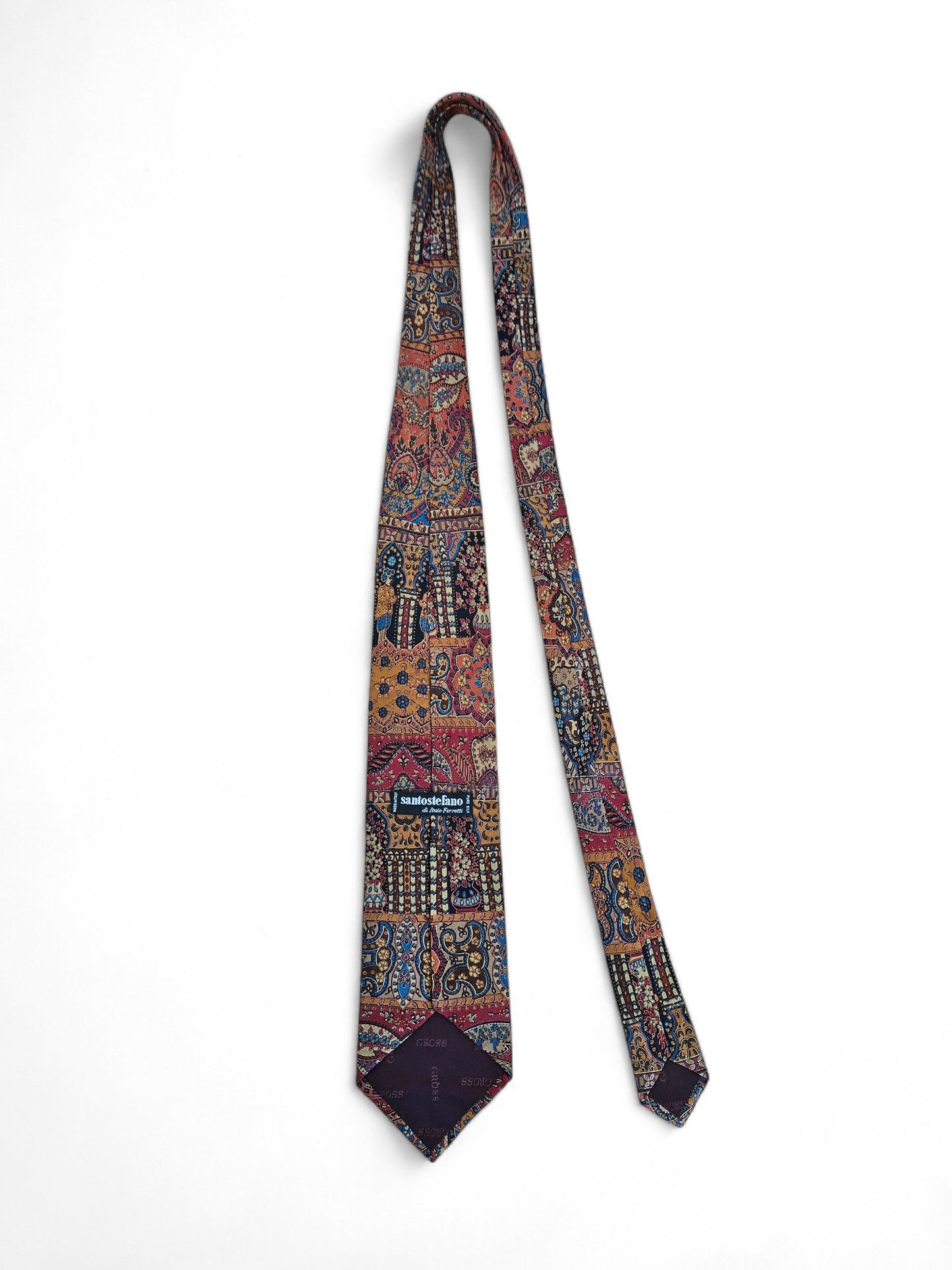 Seiden-Krawatte santosefano von Italo Ferretti - Braun und Rot gemustert