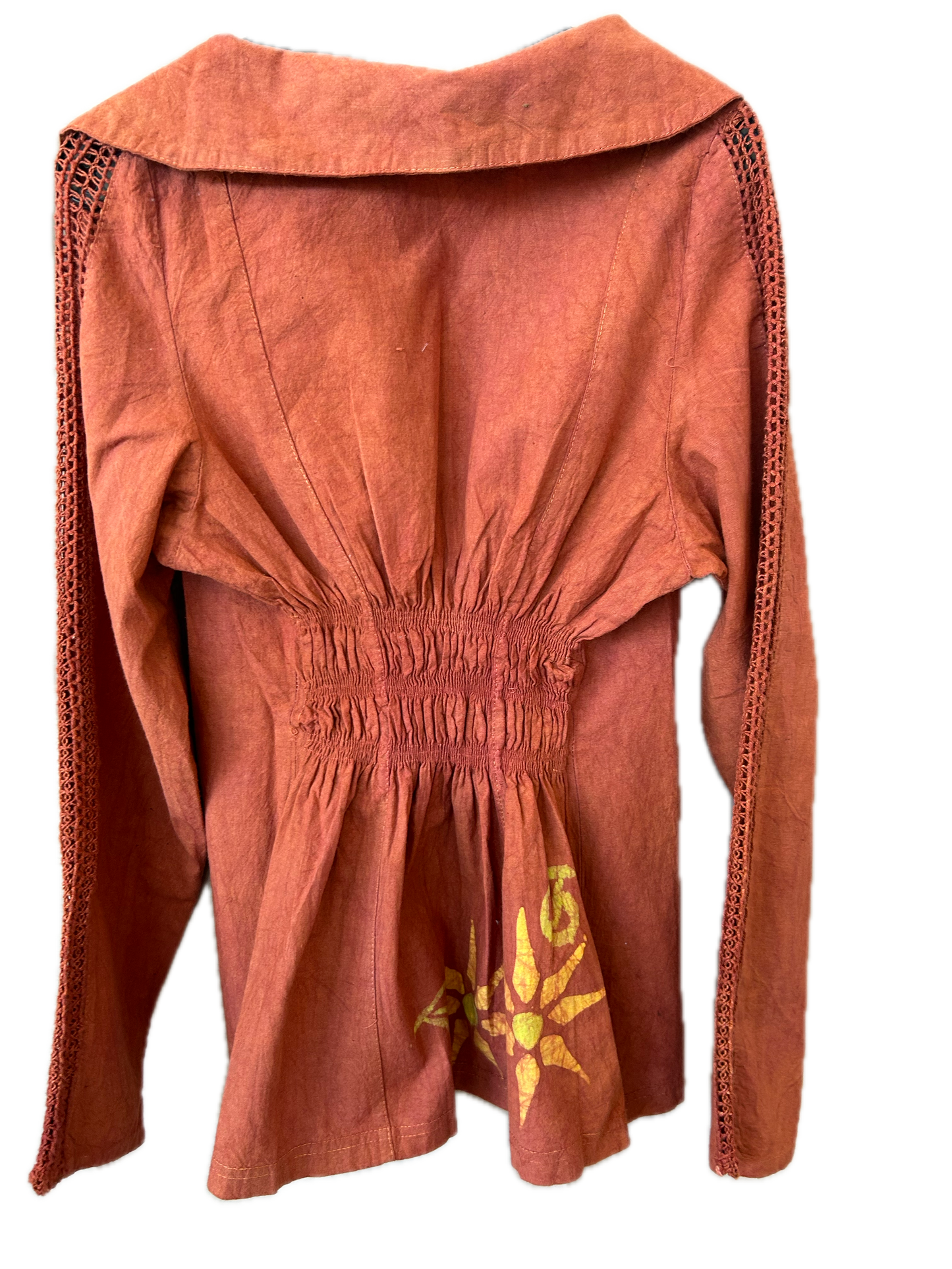 Bluse langarm Gr. S Boho-Style, orange