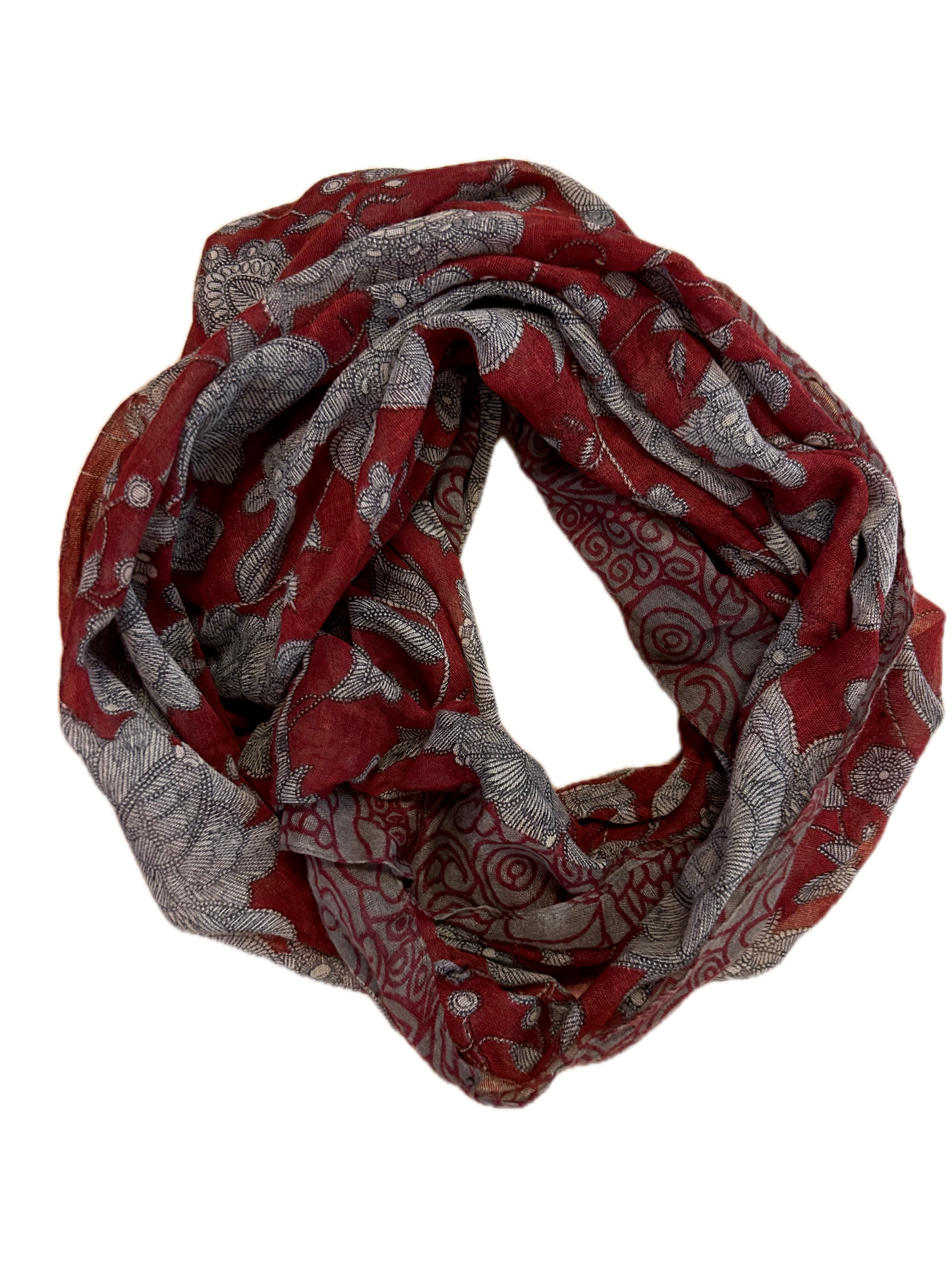 đ´ Antonio Loop Schal â Rot-Grau â 90 Ă 180 cm â Weicher Viskosemix