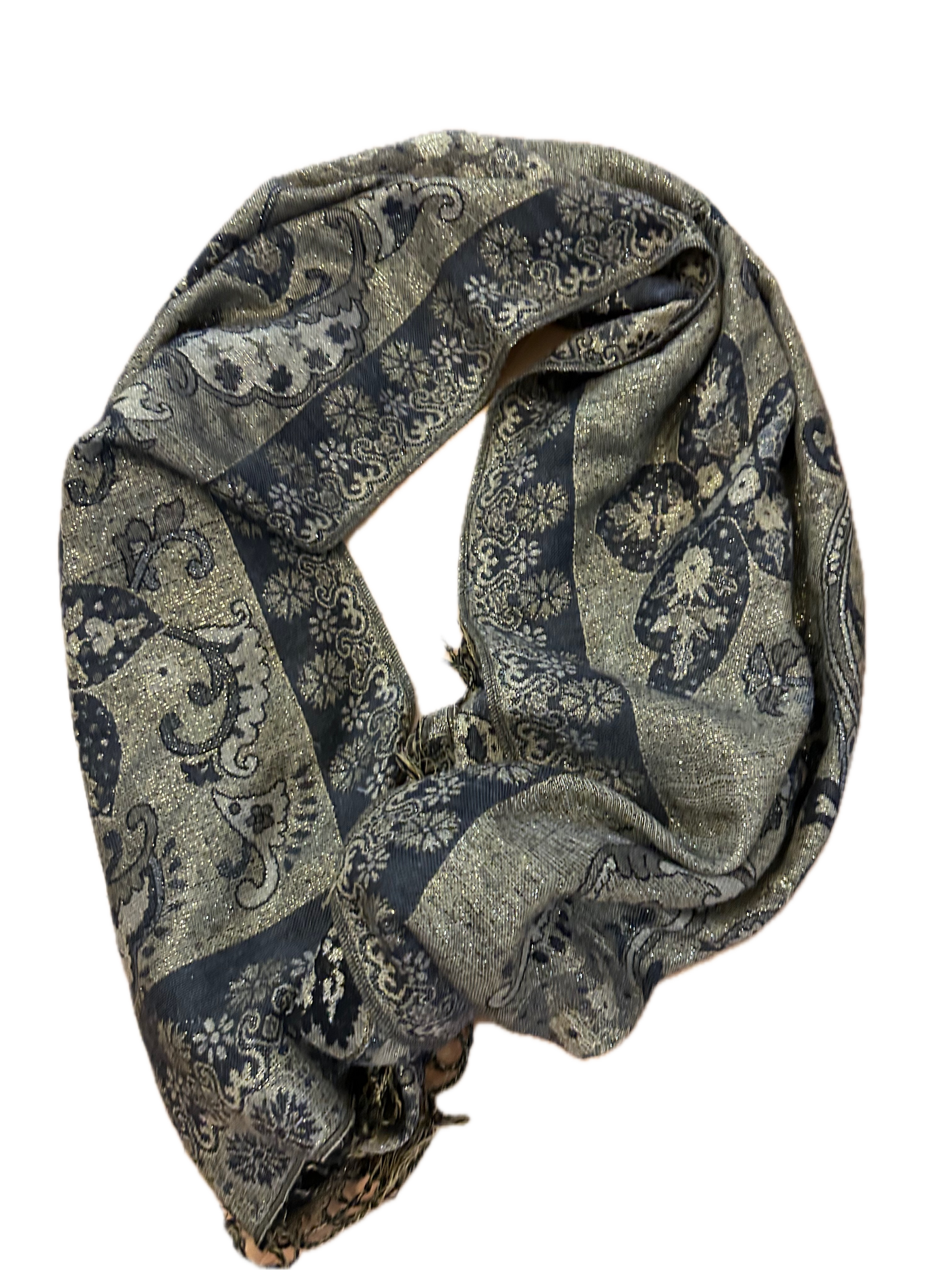 ✨ Pure Gold Tuch gemustert mit Fransen – 70 × 200 cm 🖤