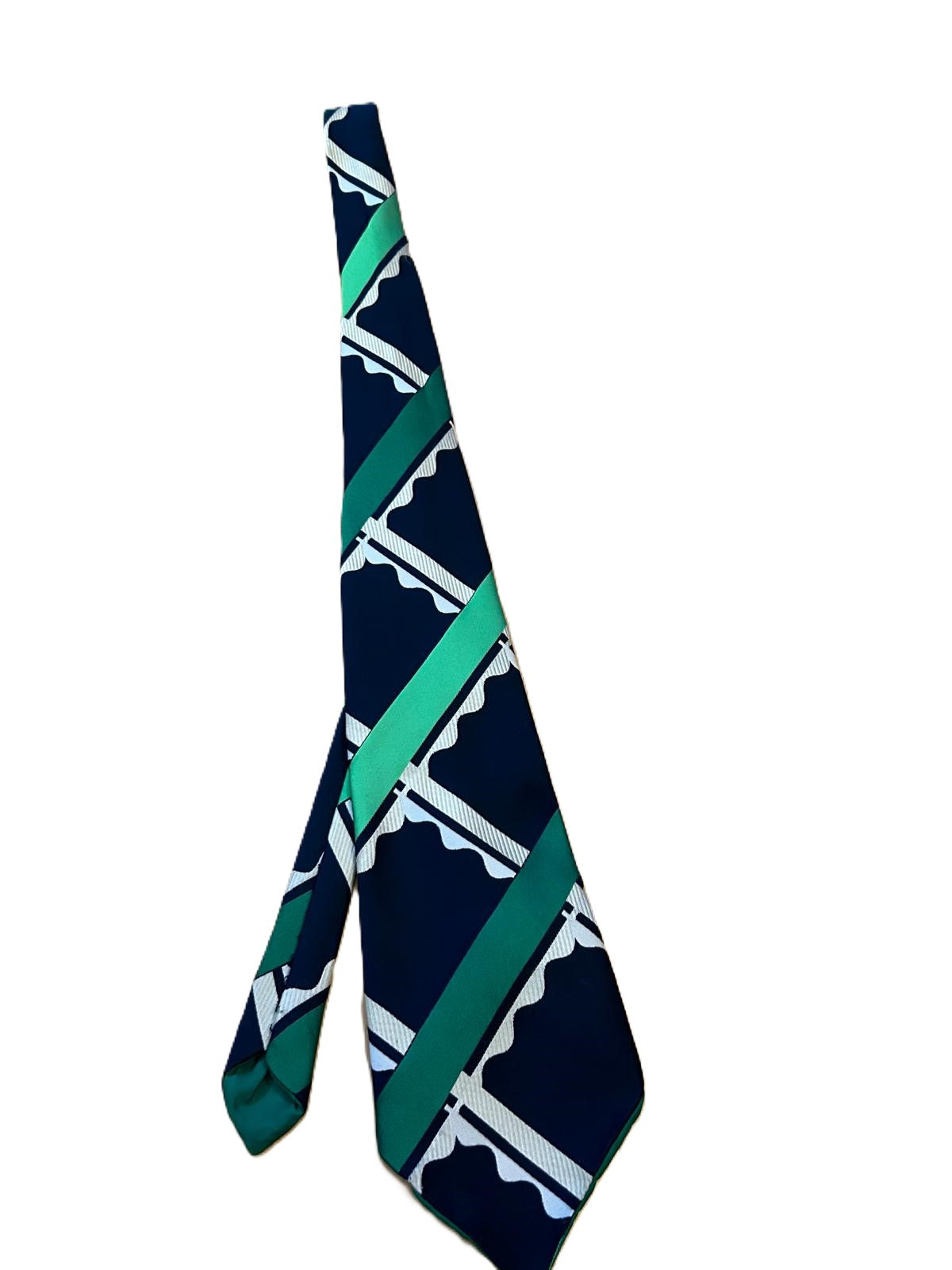 💼 Vintage Krawatte Louis Dou blau-grün 70er Retro Look