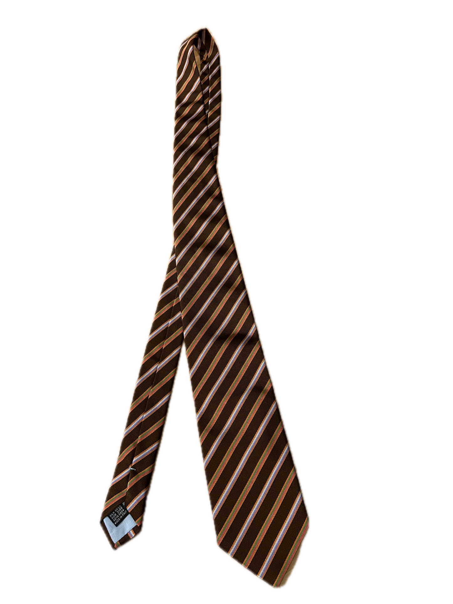 YORN Krawatte braun Streifenmuster 100% Seide