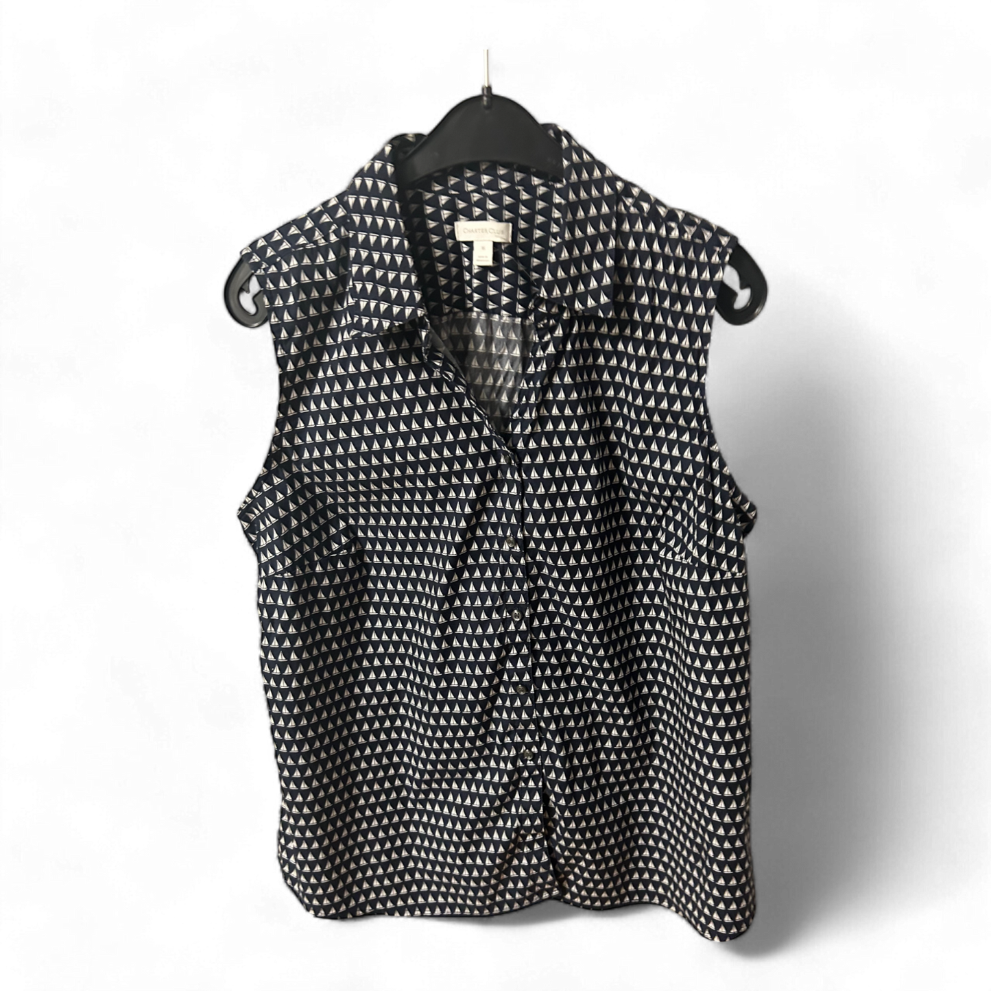 Charter Club Damen Bluse blau mit Segelbooten Größe 44