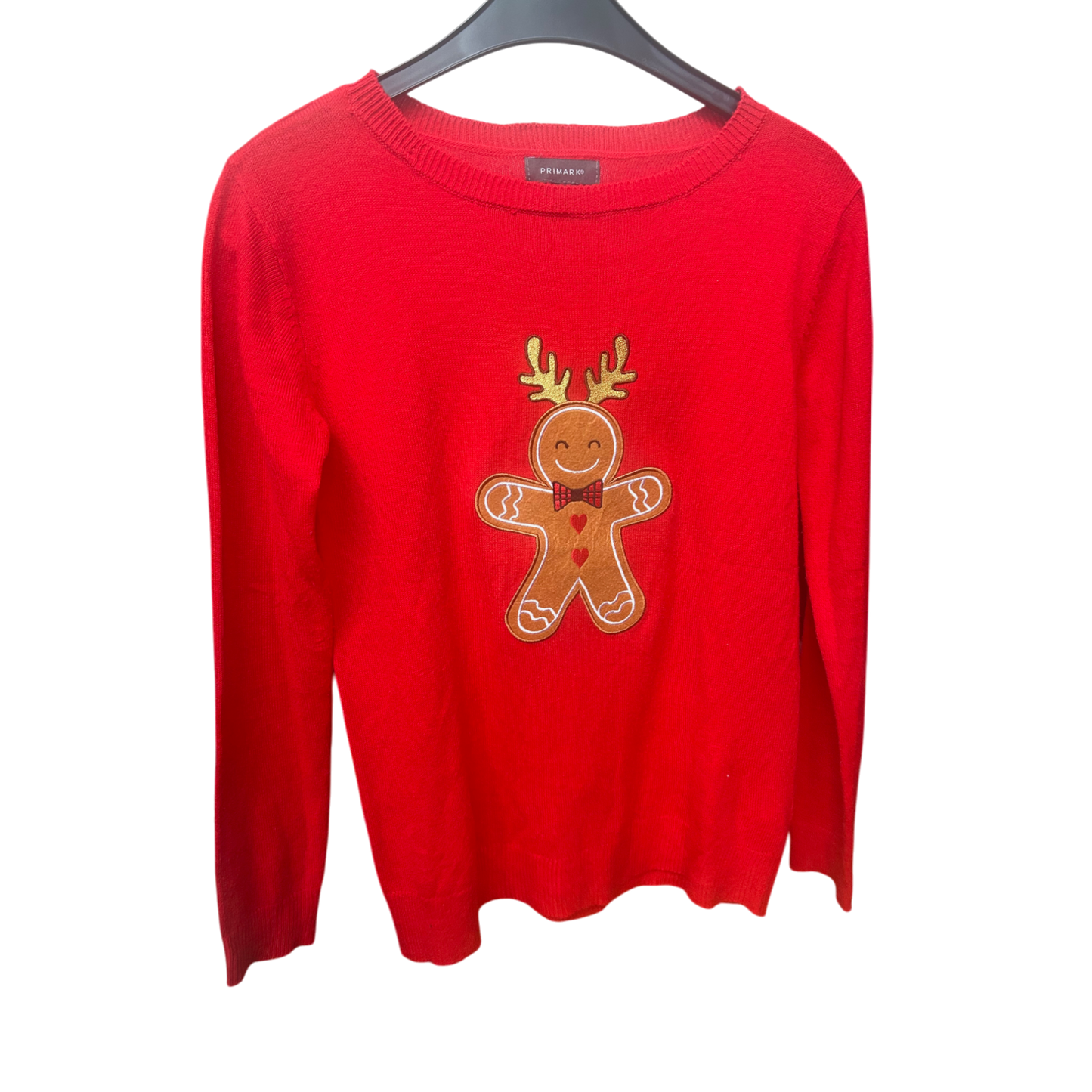 Primark Weihnachtspullover | Rot | Lebkuchen-Motiv | Gr. 34 | Damen
