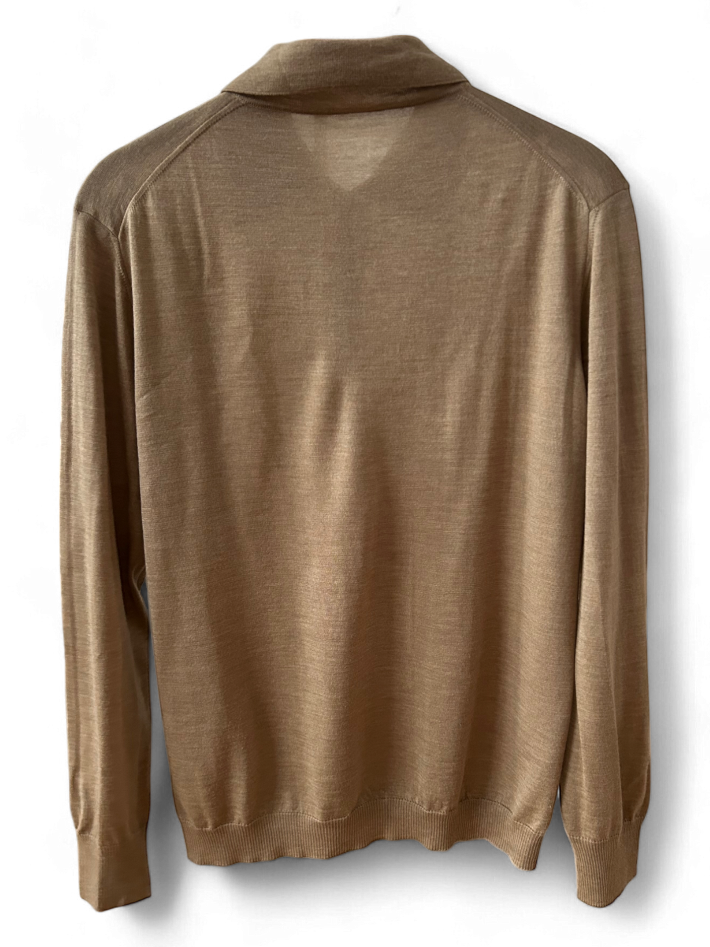 Pure Panda Herren Pullover | Gr. 52 | Merino & Seide | Beige | Langarm Polo