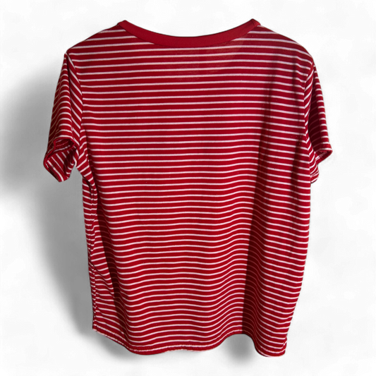 90's Baby Damen T-Shirt rot-weß gestreift Größe L