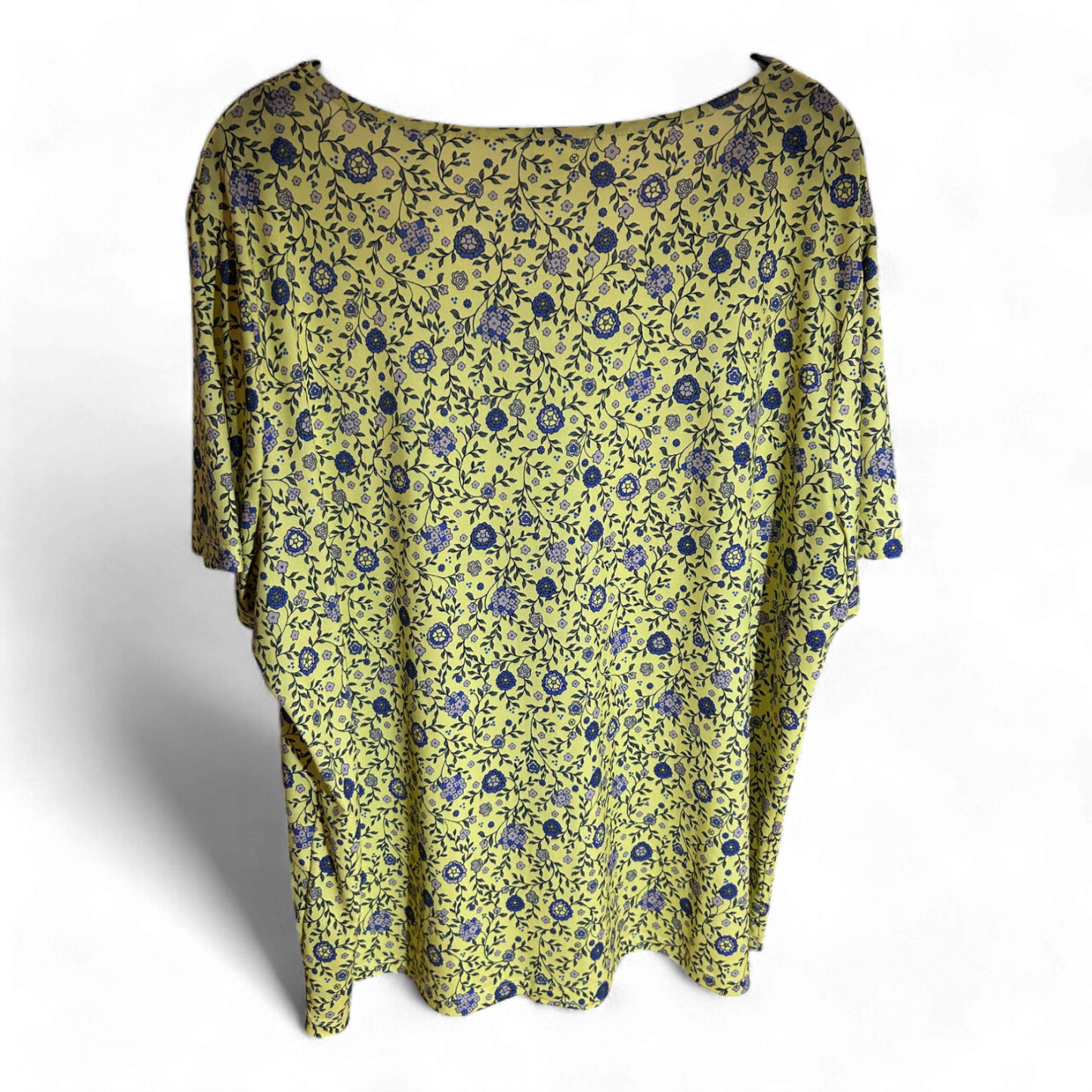 Pure Panda Bluse Damen Gr 50 Gelb Blumenmuster Tunika Leicht Sommer Look