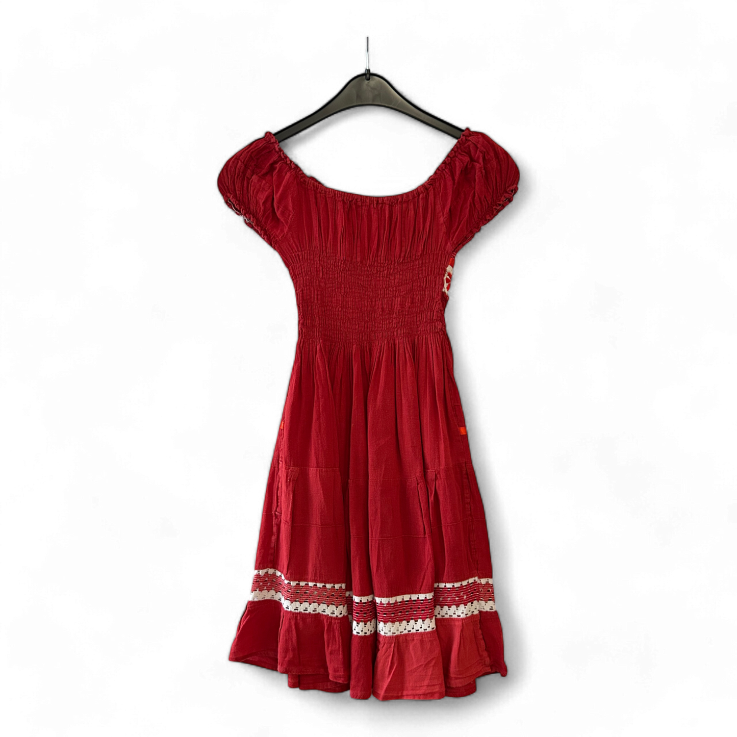 Stretchkleid Damen Dress Damenkleid Gr. XS Rot Baumwolle Elegant Sommer Minimal