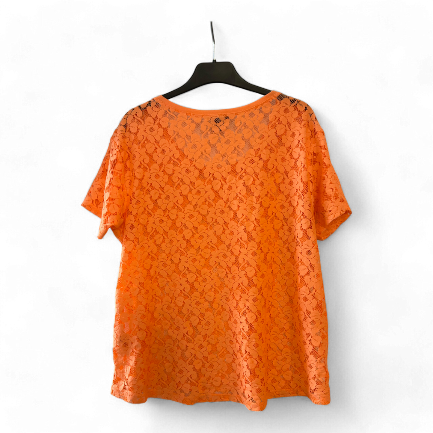 H&M Neon Damen T-Shirt orange transparent Größe M