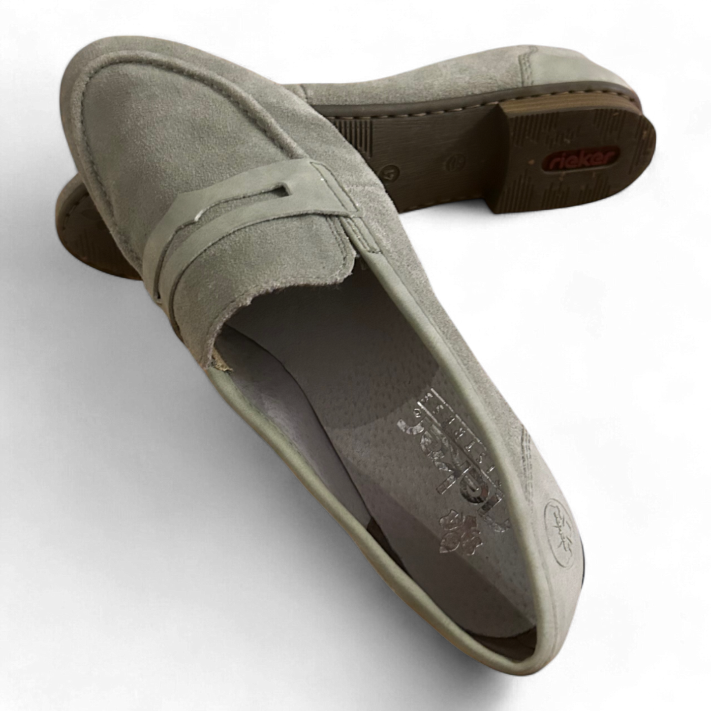 Rieker Damenhalbschuhe Slipper hellgrün Wildleder Größe 41