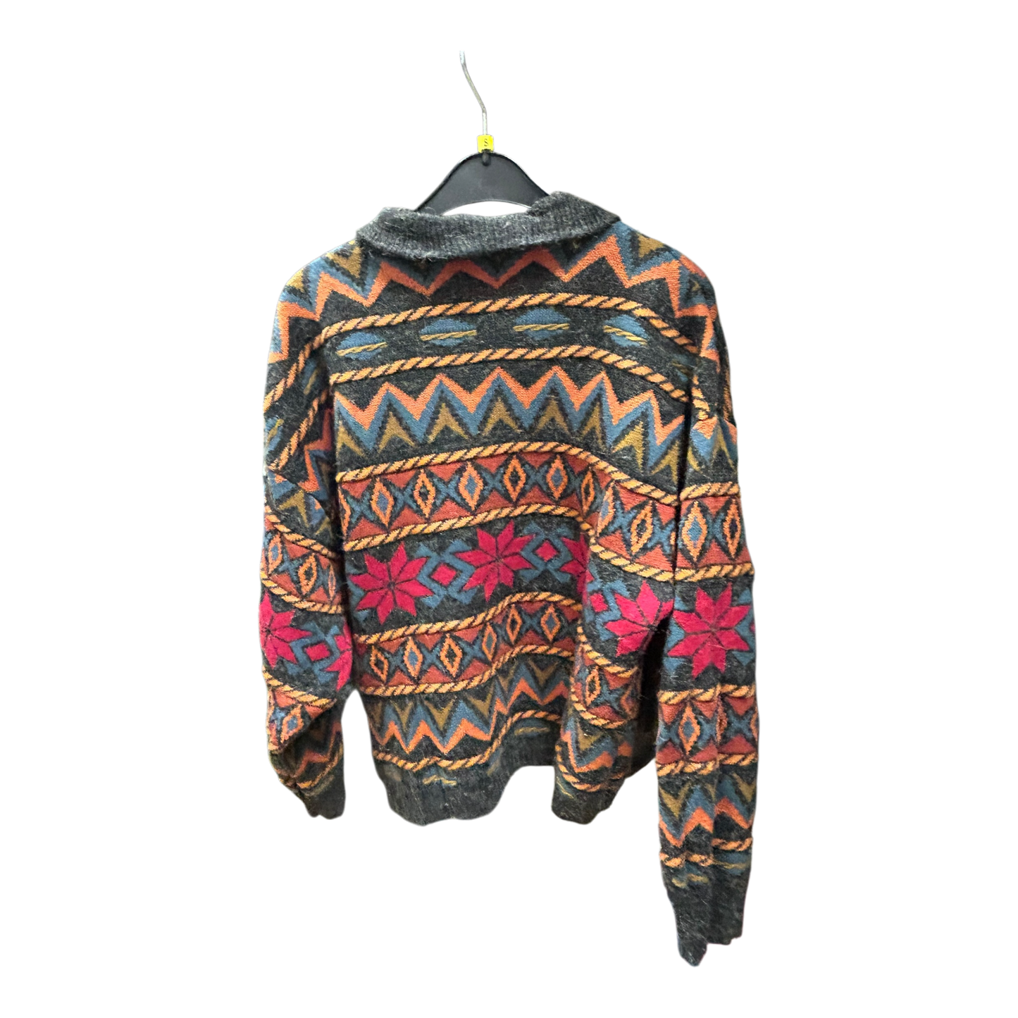 Servato cooler Vintage Wollpullover Damen grau bunt Größe S