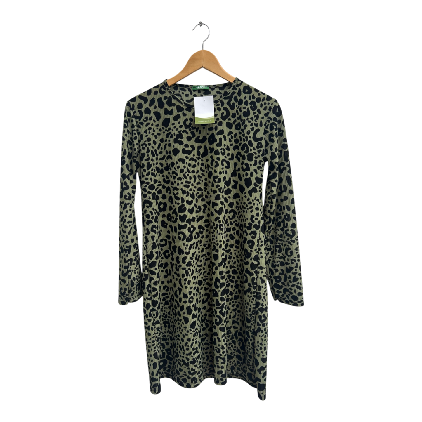 Arabul Kleid Damen Dress Damenkleid Gr L Grün Schwarz Animalprint Langarm Elegant