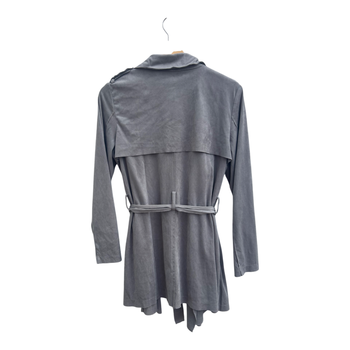 Damen Trenchcoat Gr 42 Grau Esmara Wasserfall Mantel Bindegürtel Übergangszeit