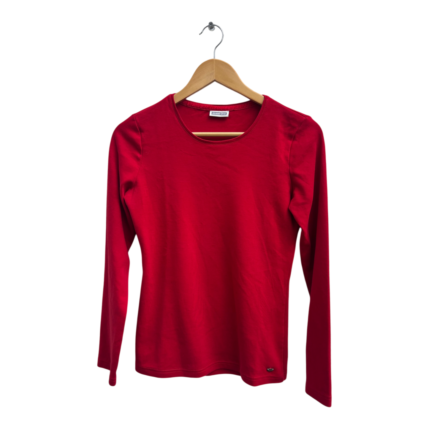 Street One Shirt Damen Gr 40 Rot Langarm Baumwolle Basic Oberteil Casual Top