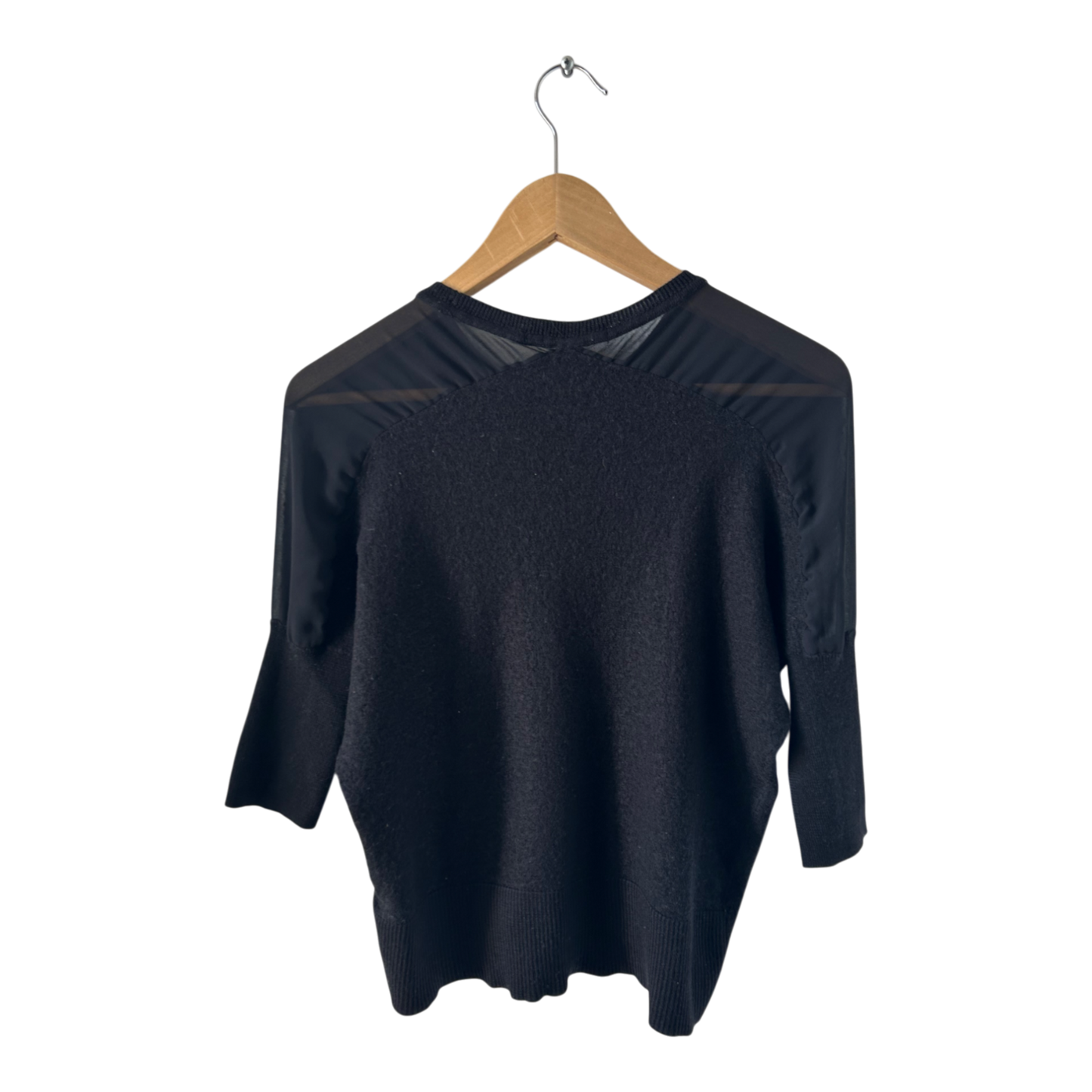 Karen Millen Damen Pullover Gr M Schwarz Wolle Lyocell 3/4 Arm Designer Elegant
