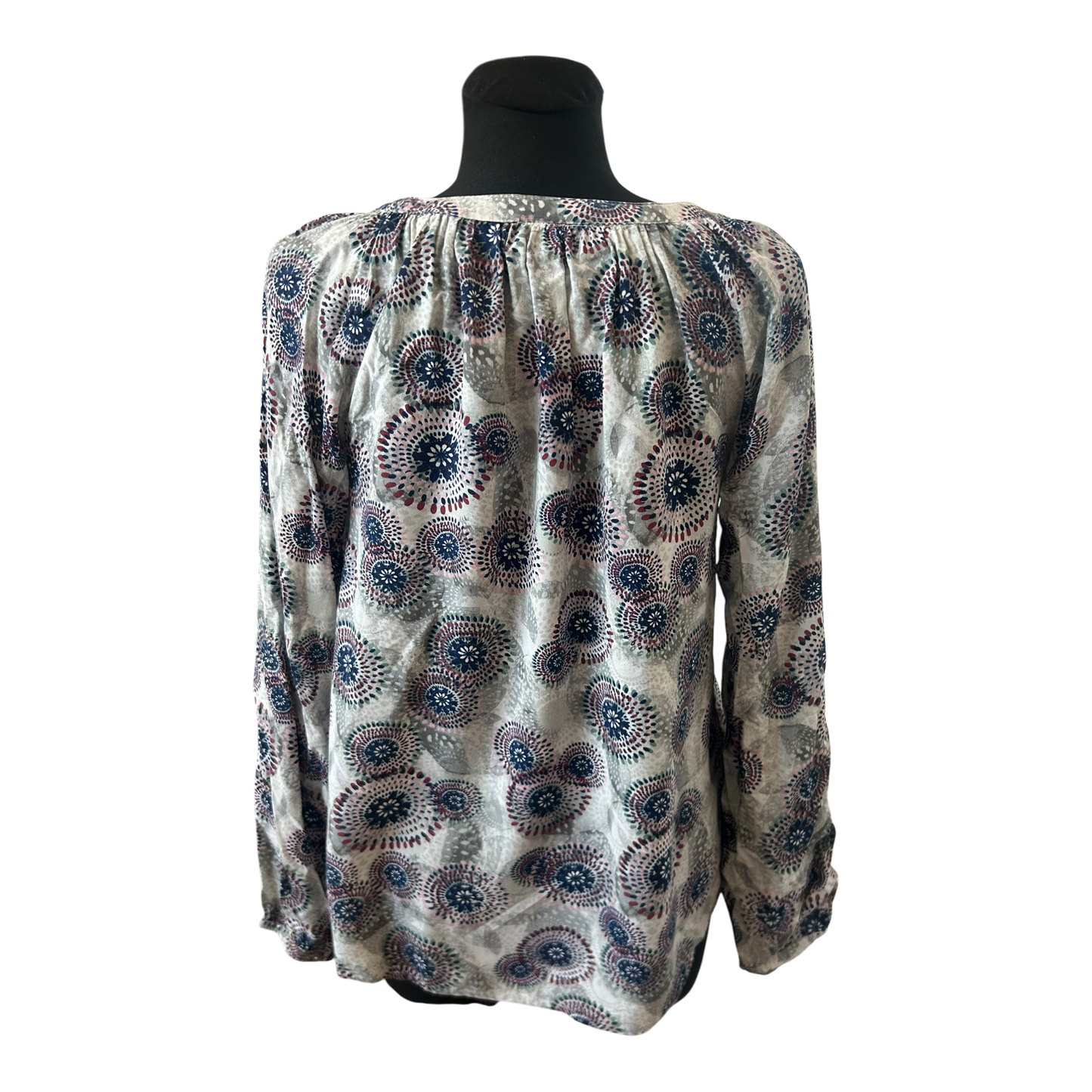 Gina Benotti Damen Bluse Größe S Langarm Rundhals Muster Viskose
