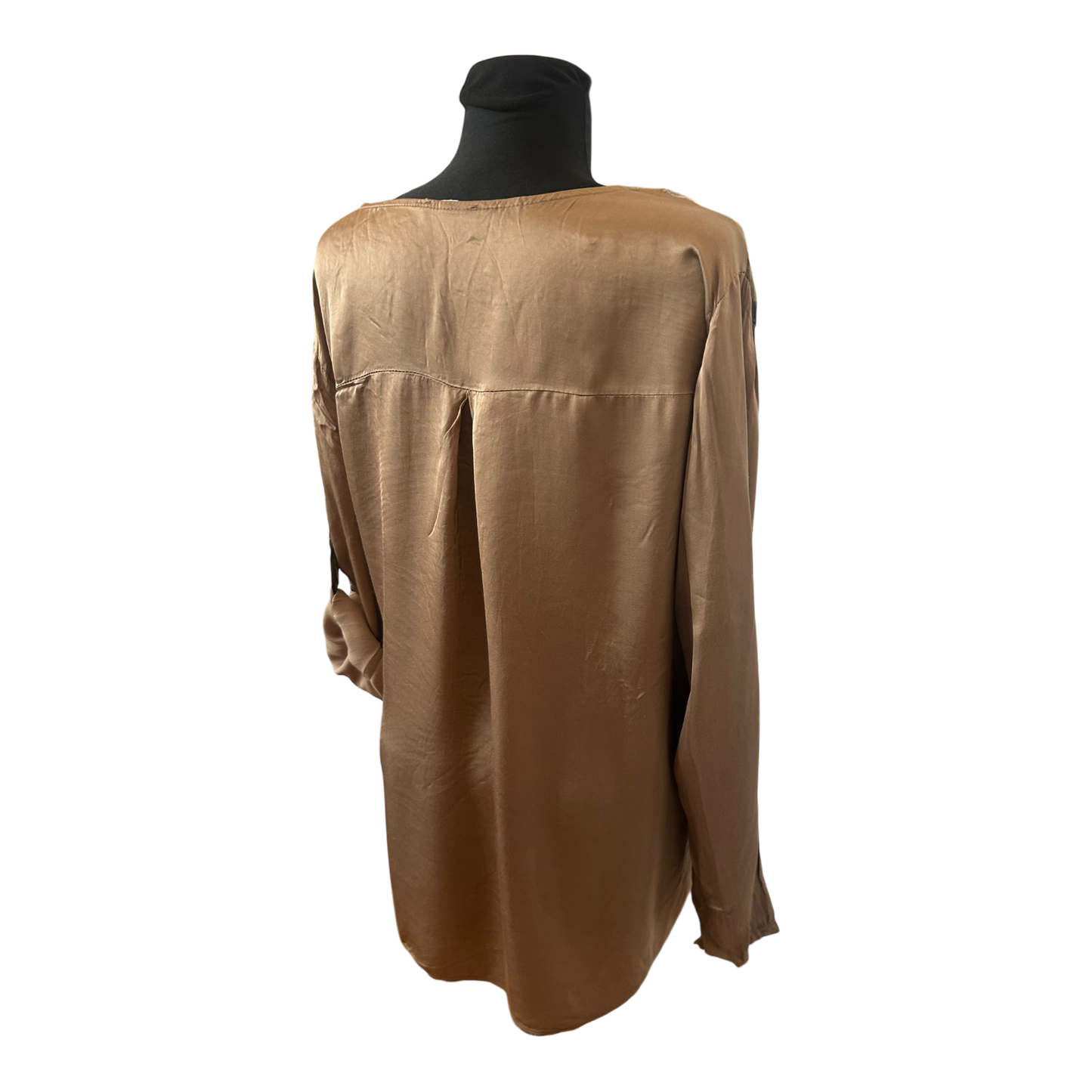 Made in Italy Damen Langbluse XL Muster Rundhals Krempelärmel