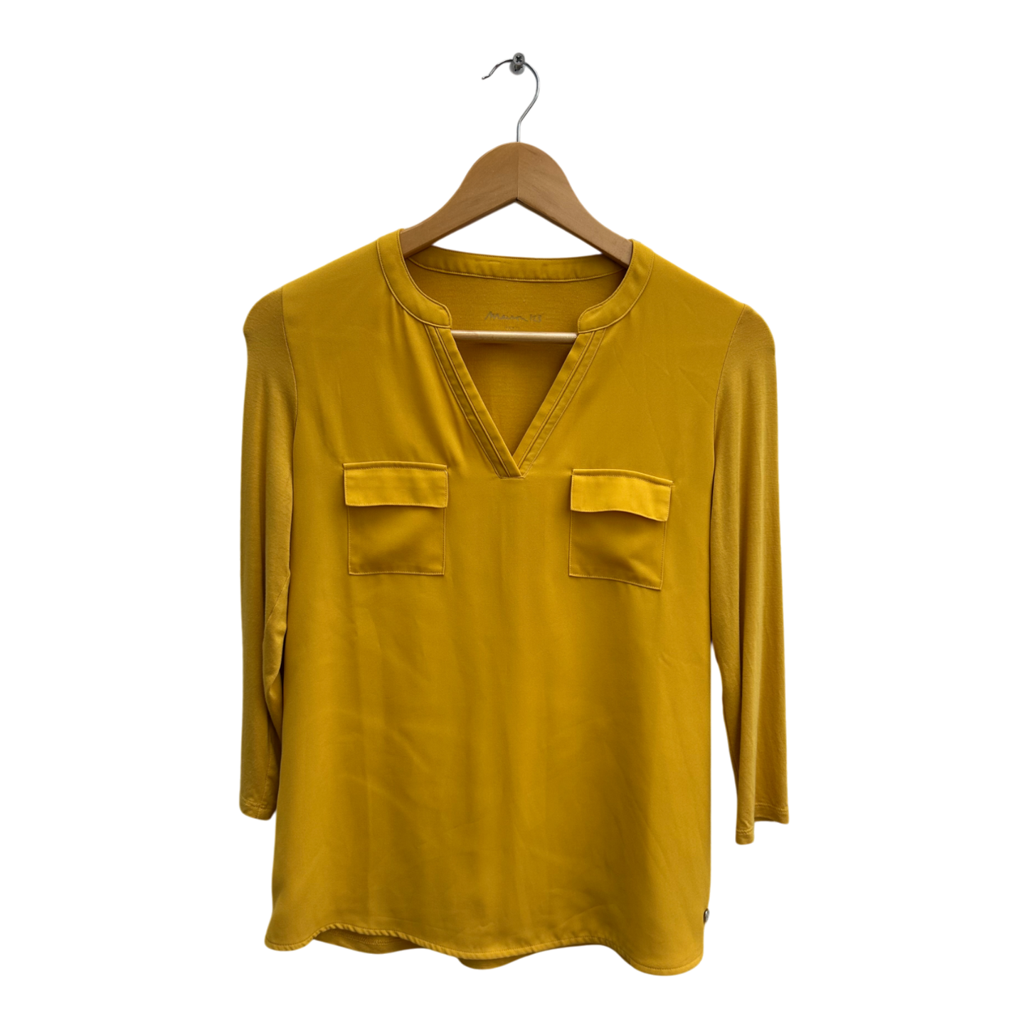 Maison 23 Paris Bluse Damen Gr 34 Gelb Viskose 3/4 Arm Casual Chic Modern
