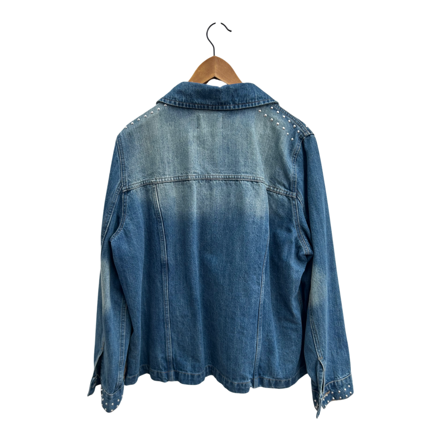 Mia Moda Jeansjacke Damen Gr 50 Blau Nieten Denimjacke Übergangsjacke Casual