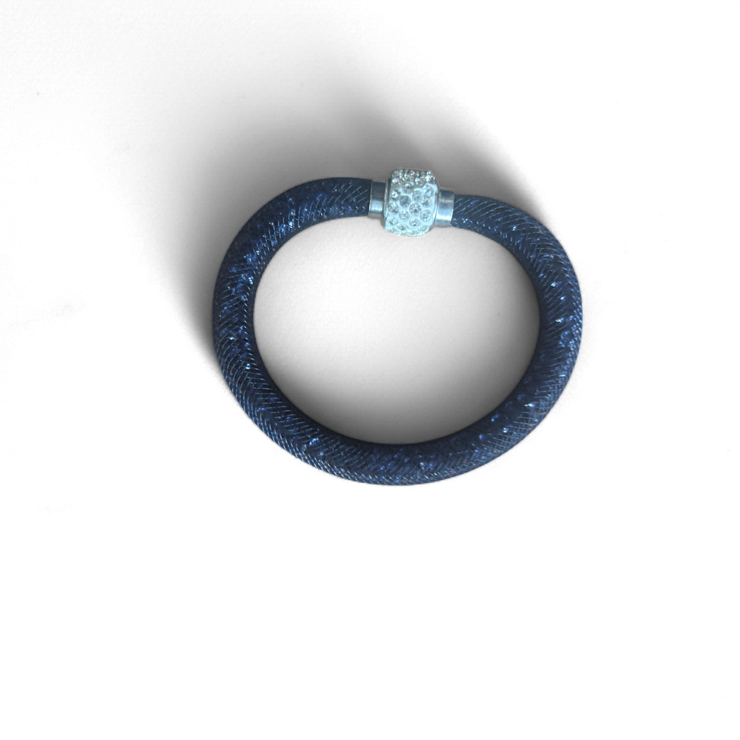 Damen Armband Blau mit Magnetverschluss Glitzer Look