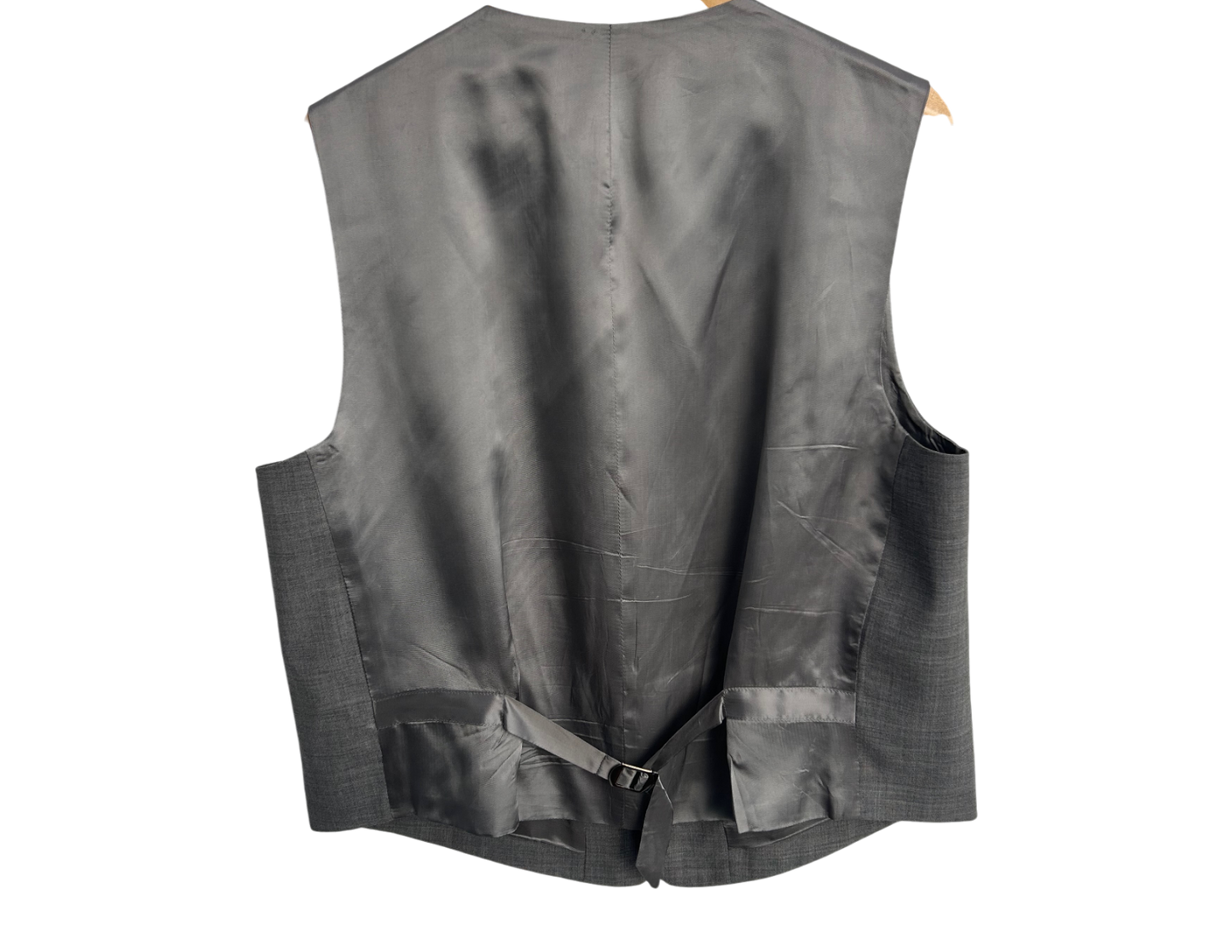 Herren Weste Gr M kurz Grau Vintage Wollmix Futter Viskose Klassisch Elegant