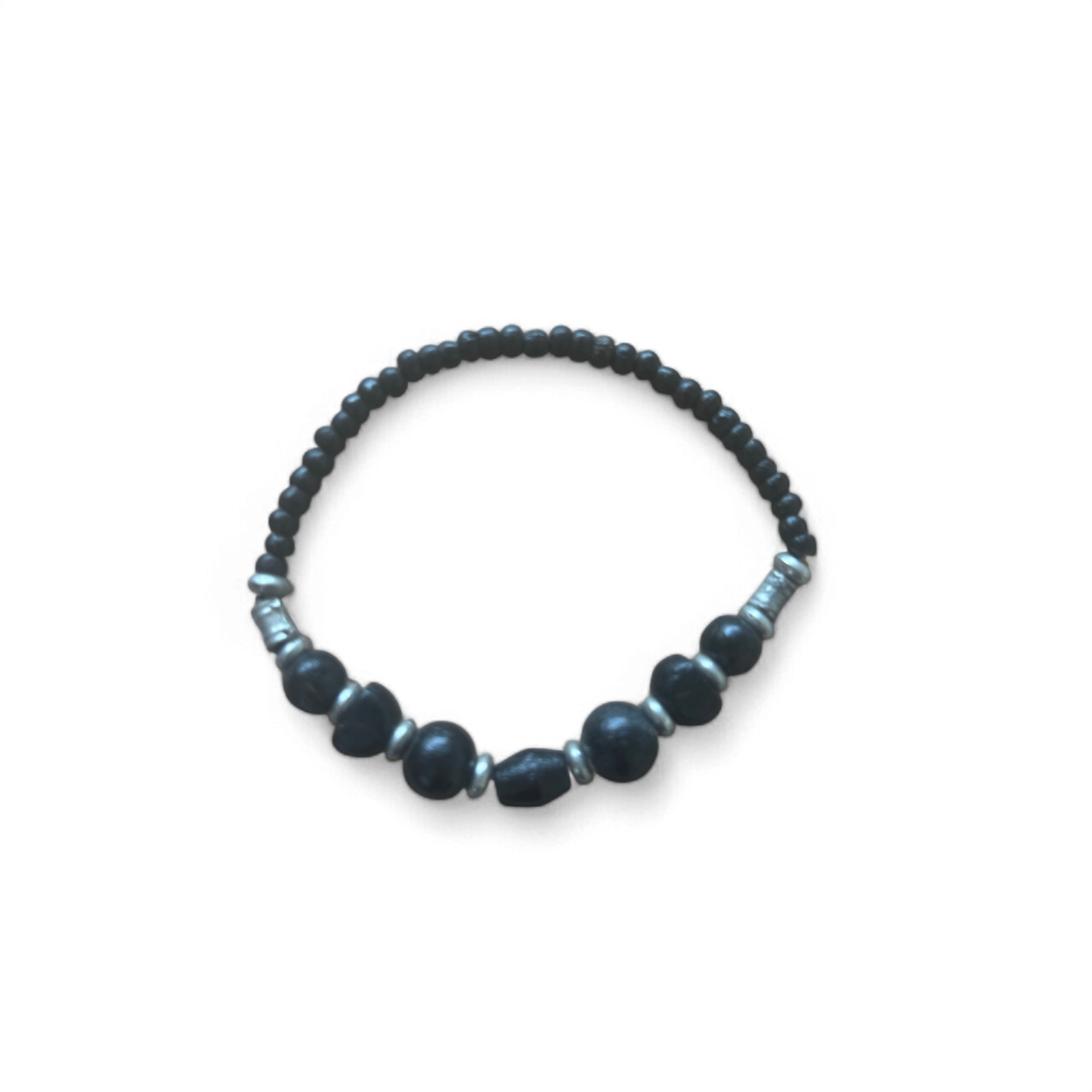 Elegantes Perlen Armband Schwarz Silber Elegant