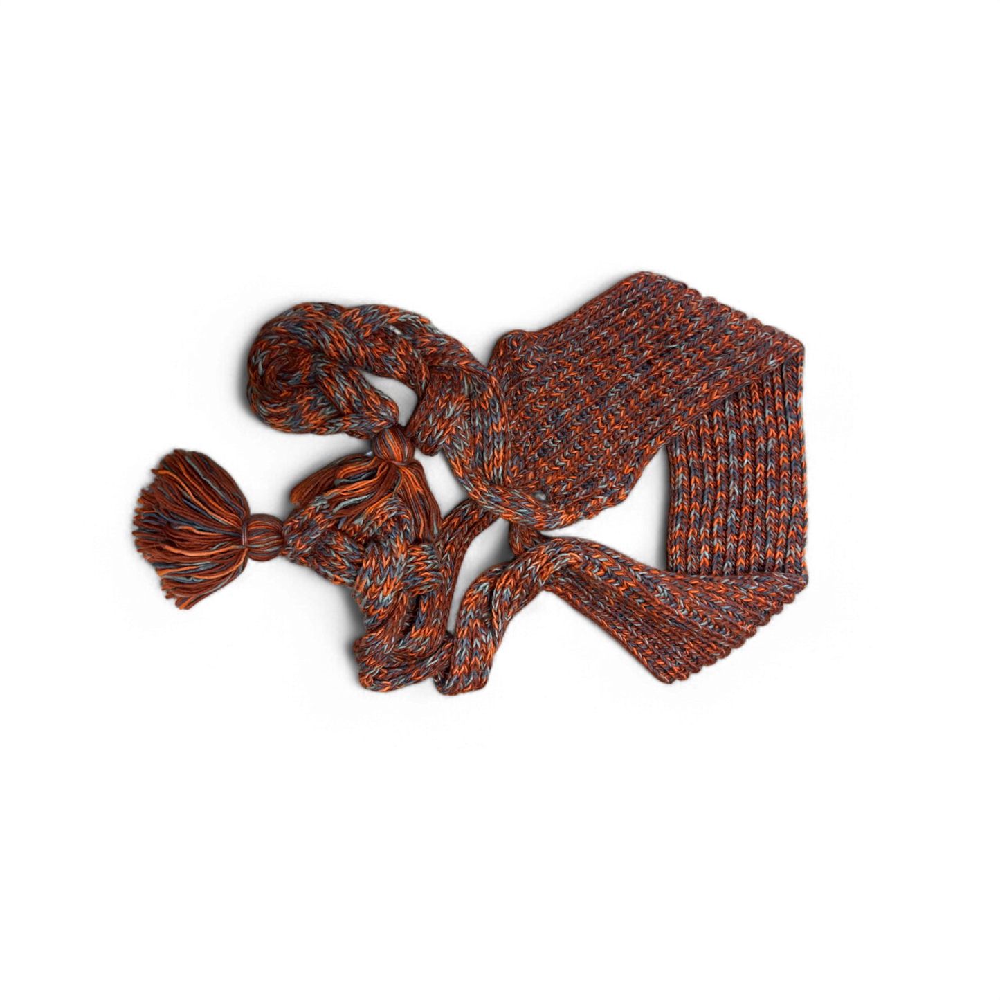 🧶 Schal Orange-Blau 200x16 cm – Boho Style mit Quasten 🧶