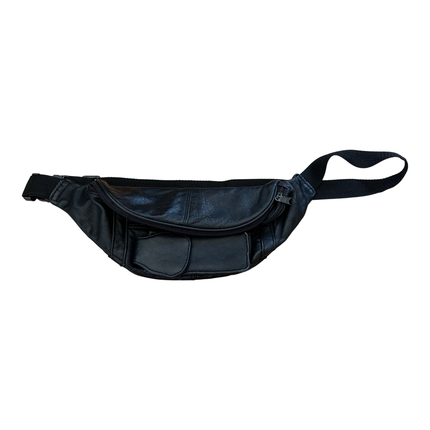 Bauchtasche Schwarz Echtleder Reißverschluss Gürteltasche Weich Vintage Unisex