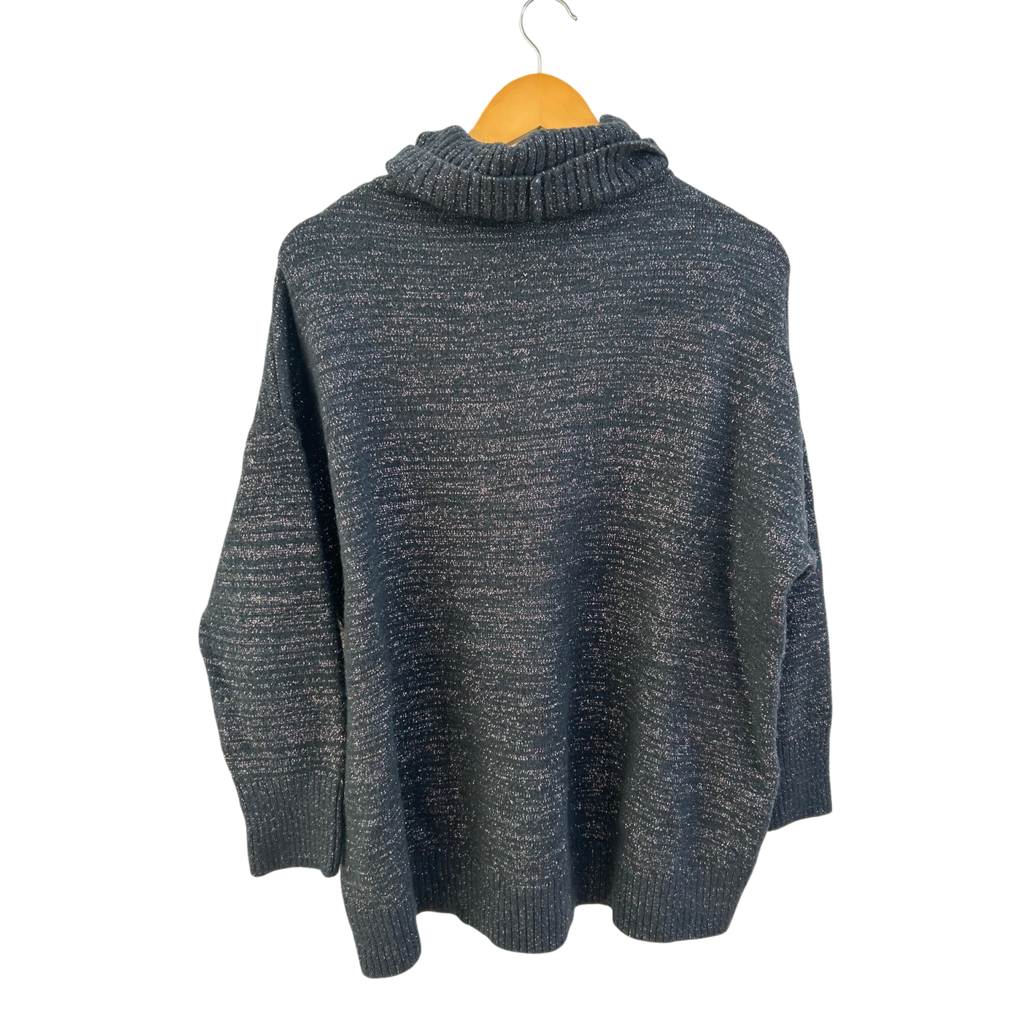 Yessica Pullover Damen Gr M Schwarz Silberglanz Weiter Schnitt Rollkragen Elegant