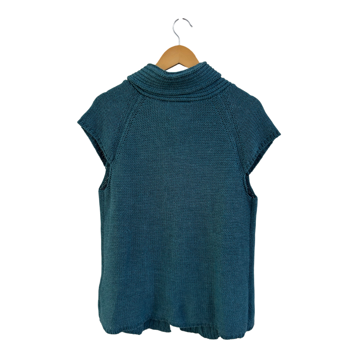 Yessica Strickweste Damen Gr L Petrol Zopfmuster Kragen Knopf Elegant Acryl