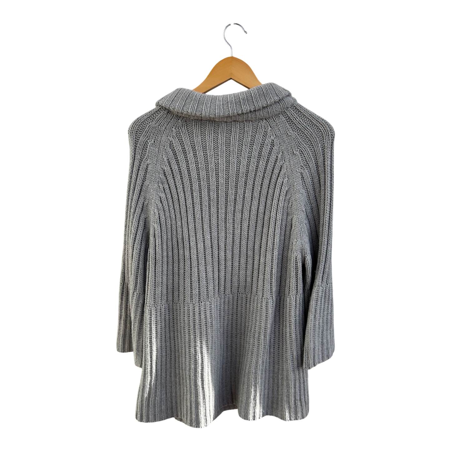 Yessica Strickjacke Damen Gr XL Grau Grobstrick Kragen Knöpfe A-Linie Elegant