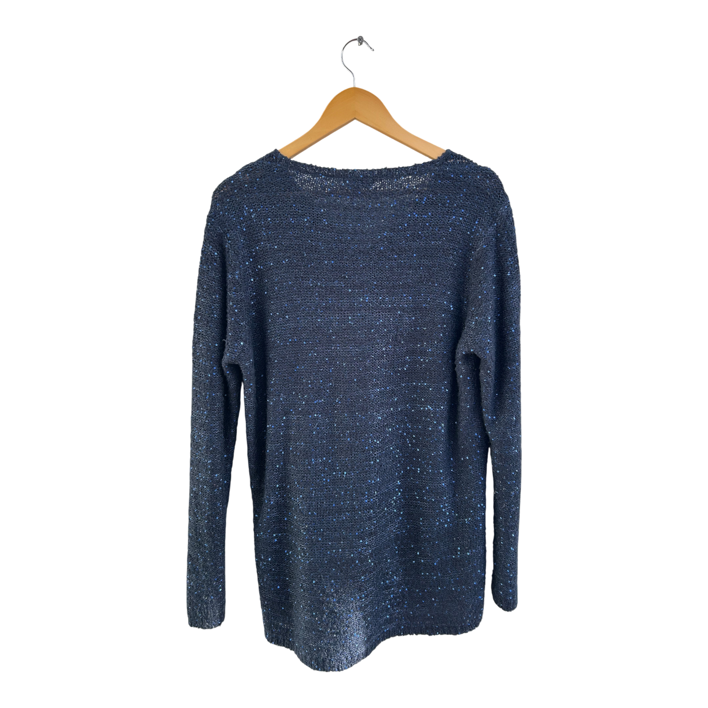 Up Fashion Pullover Damen Gr L Dunkelblau Glitzer Pailletten Elegant Langarm