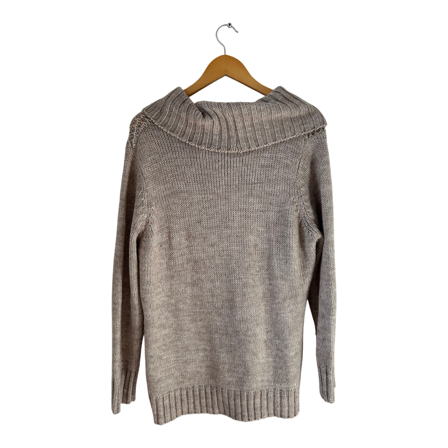 C&A Pullover Damen Gr XL Beige Strick Muster Rollkragen Elegant Weich Winter