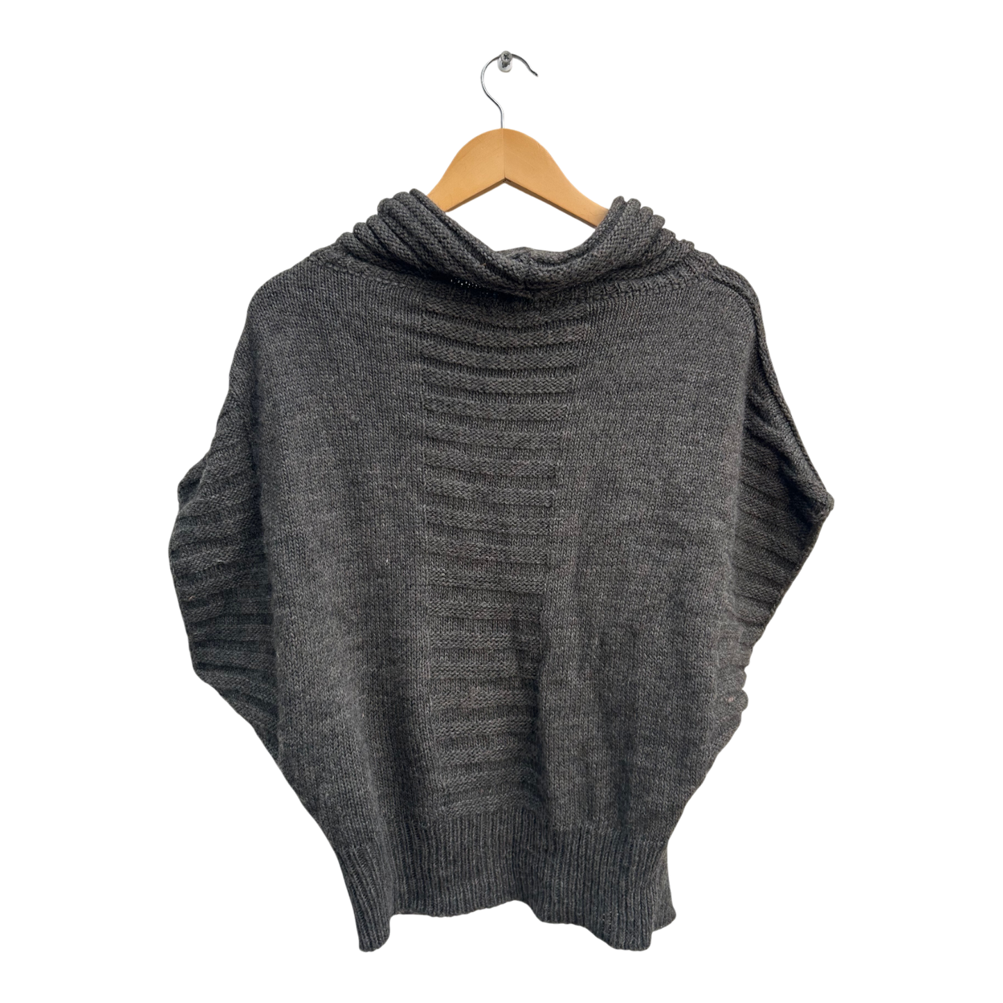 Il Giorno Cape Damen Gr 38 Grau Wolle Alpaka Made in Italy Strick Poncho