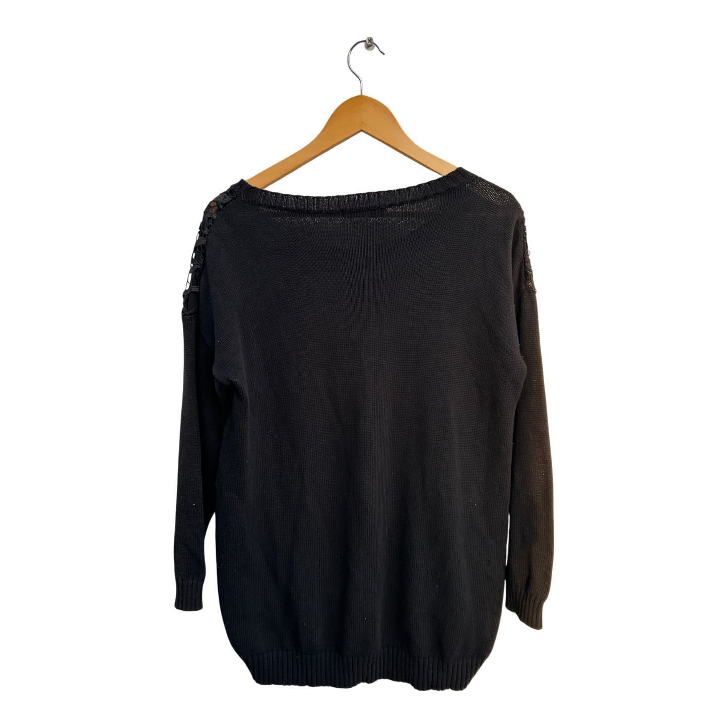 Miho’s Fashion Girl Pullover Damen Gr 46 Schwarz Baumwolle Spitze Elegant