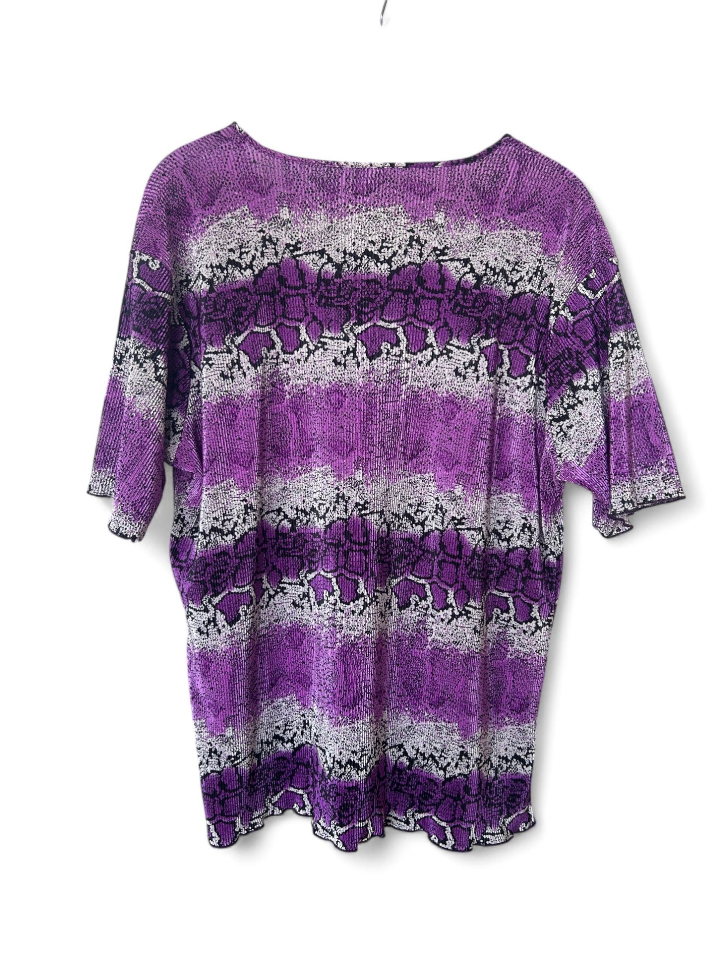 Stretch Shirt Damen 3XL Lila Schlangenoptik Elastisch Sommer Freizeitshirt