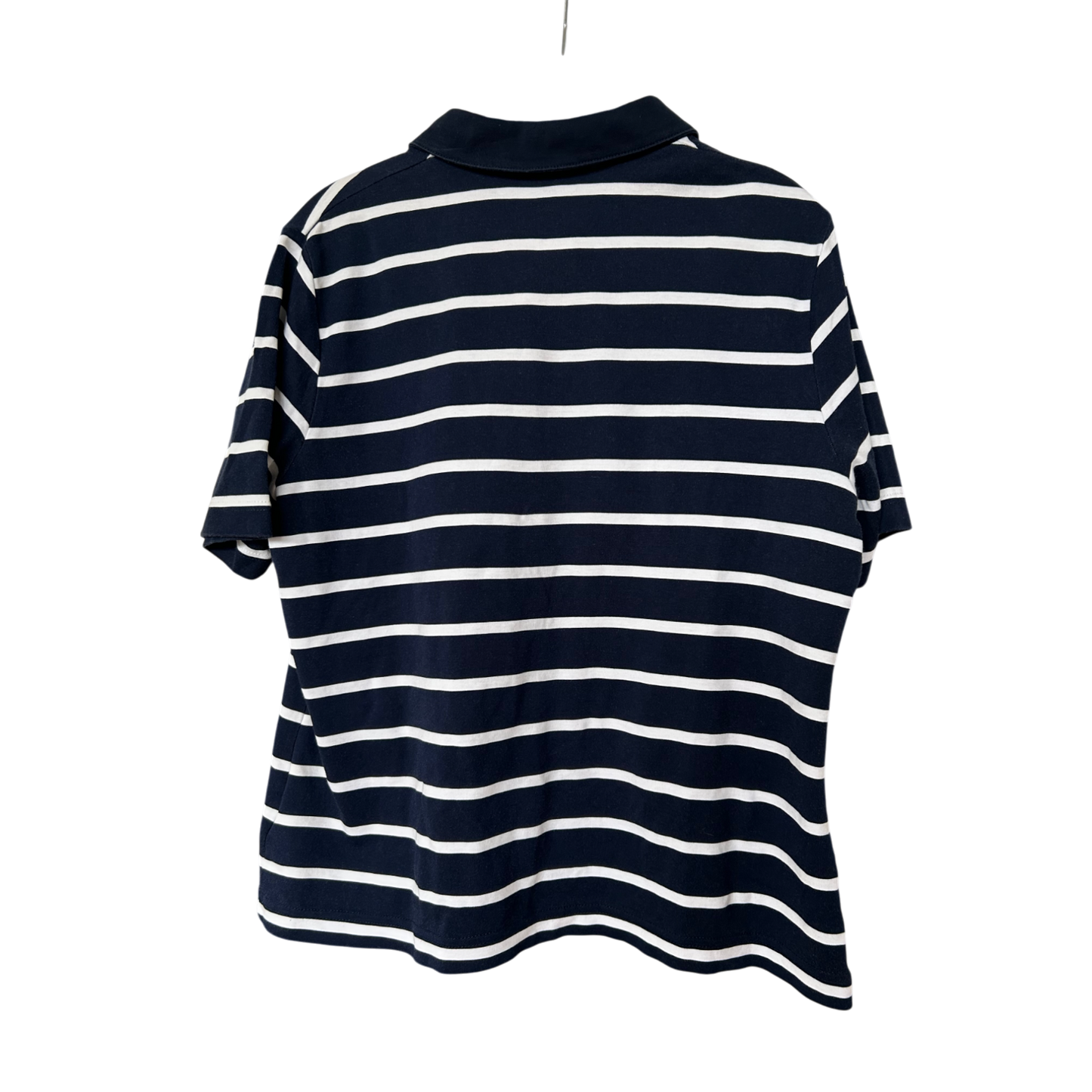 Rabe Poloshirt Damen Gr 42 Blau Weiß Baumwolle Streifen Print Sommer Casual