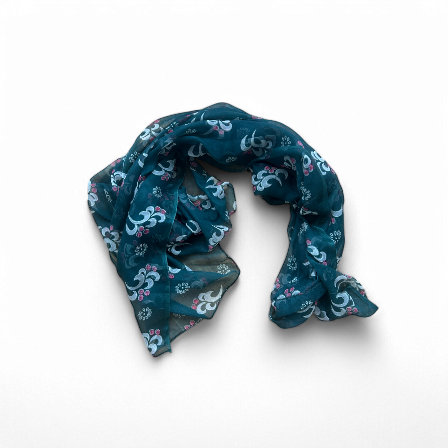 🌿 Floral-Tuch 110 × 110 cm – Petrol mit Print – Baumwollmix