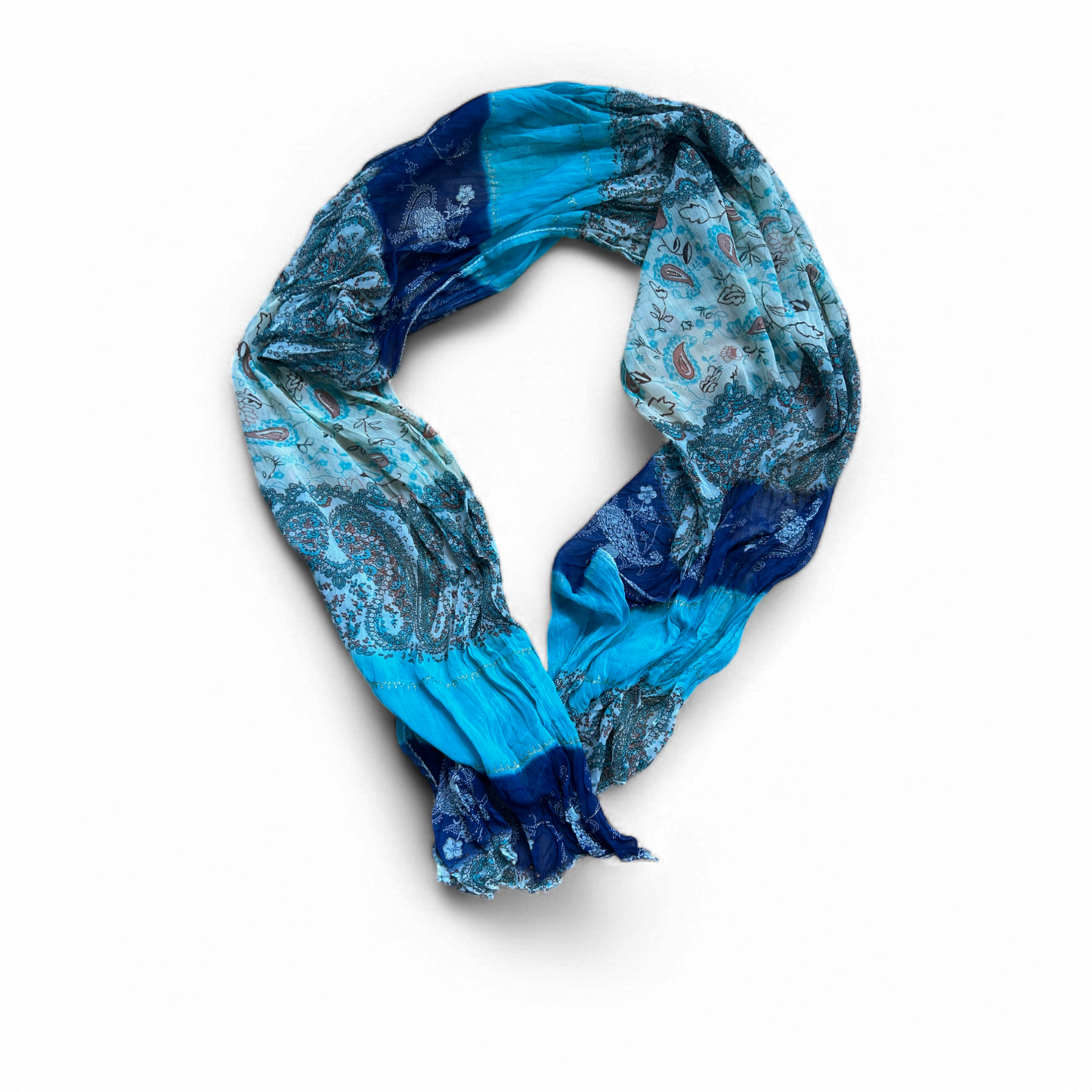 ✨ Blau-Türkiser Schal 40x160 cm – Paisley Muster – Glitzer ✨