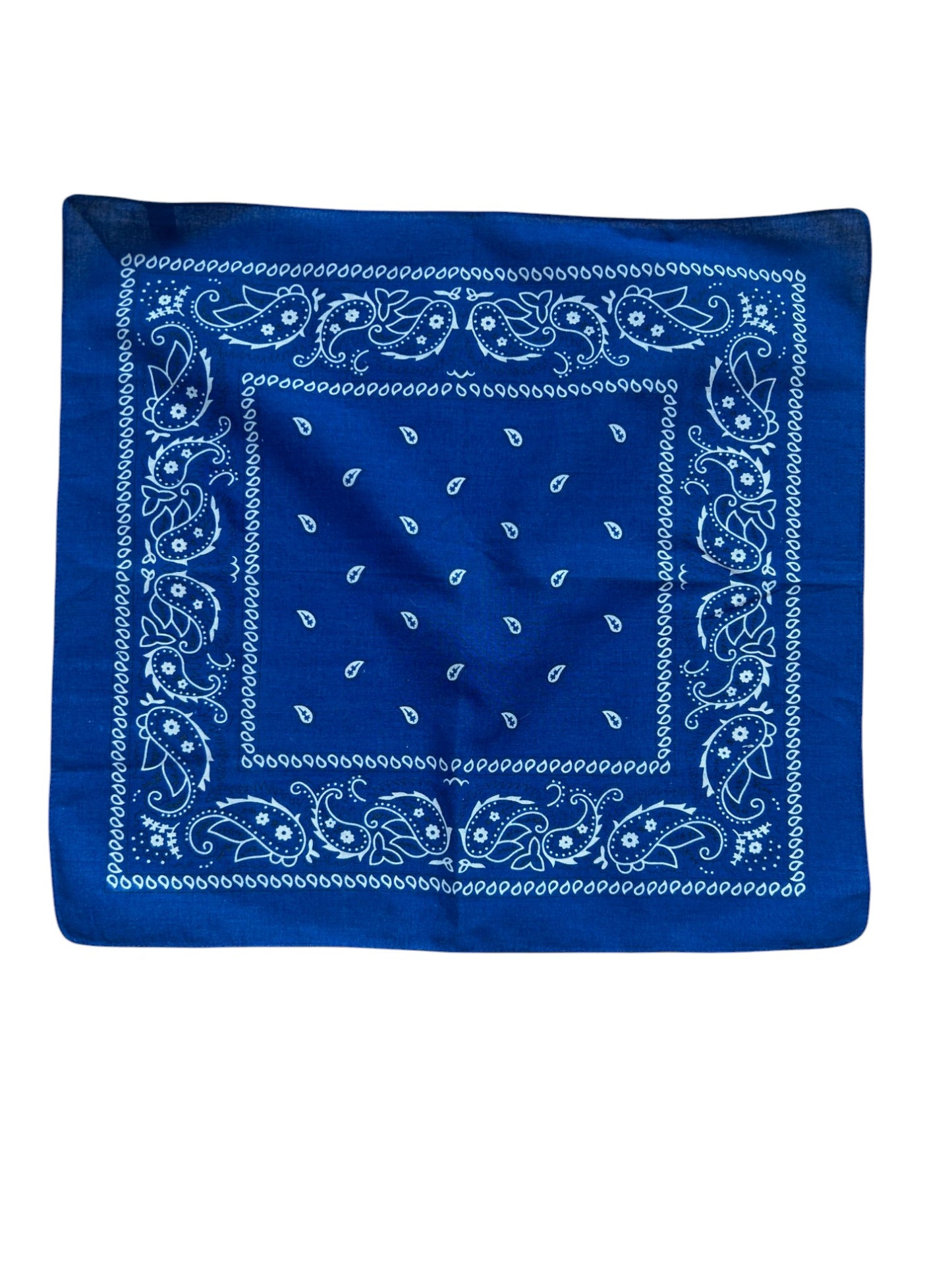 🟦 Halstuch Blau mit Paisley – 48x48 cm – 100% Baumwolle
