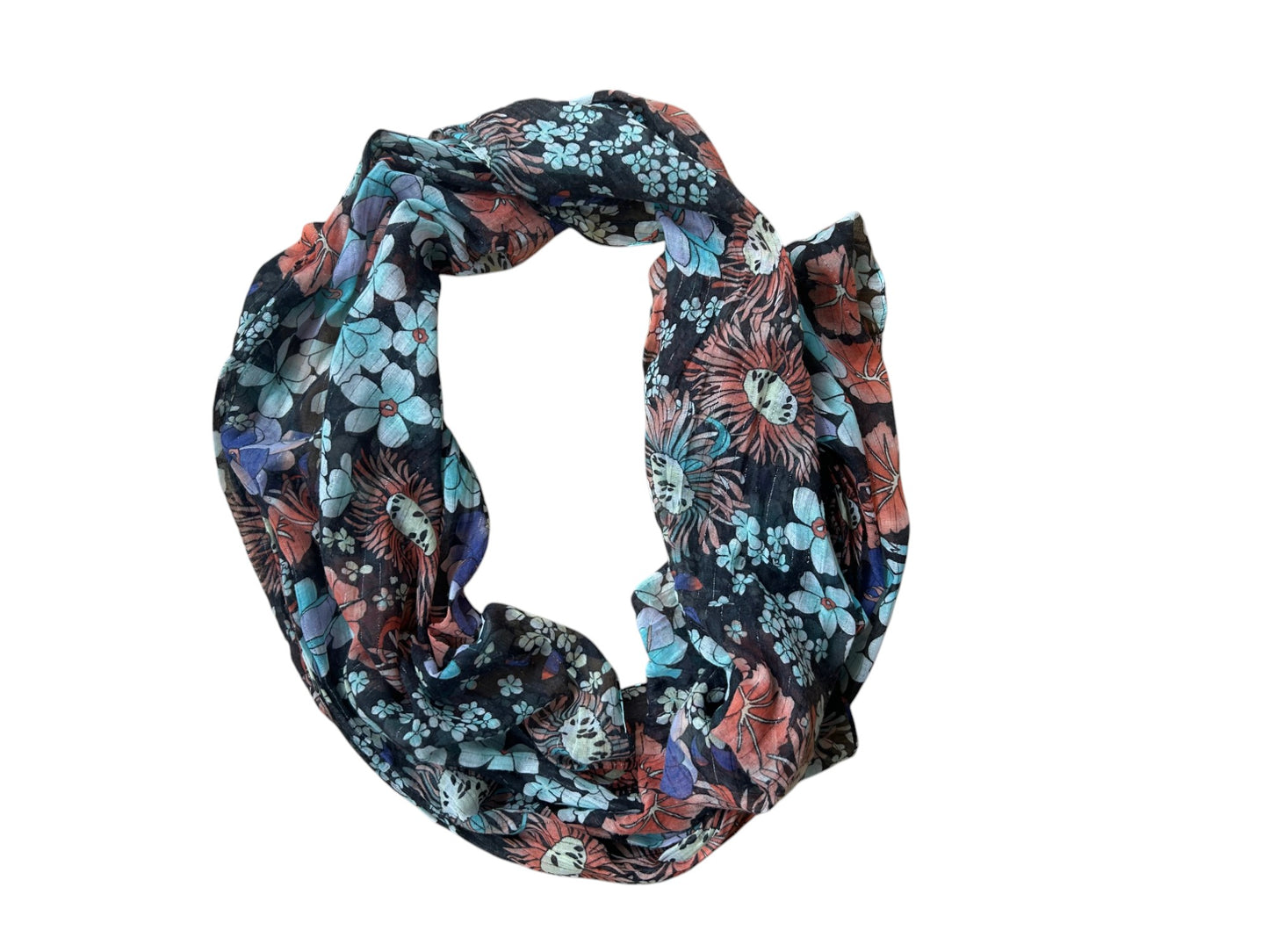 🌸 Tuch mit Blumenprint 65 × 200 cm – Silberdetails ✨