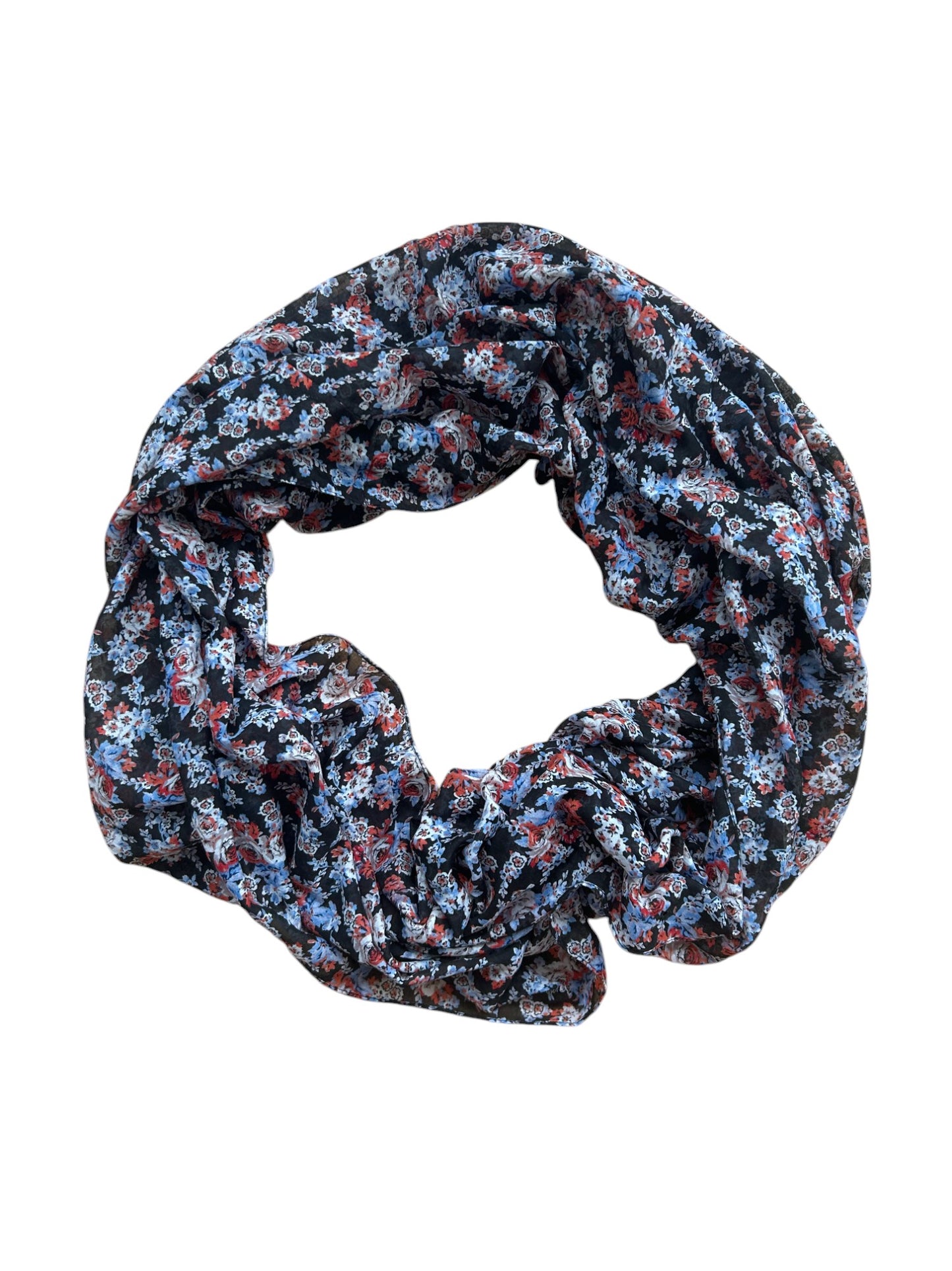 Loop Tuch Blumenprint Schwarz-Rot 110 × 80 cm – Baumwolle