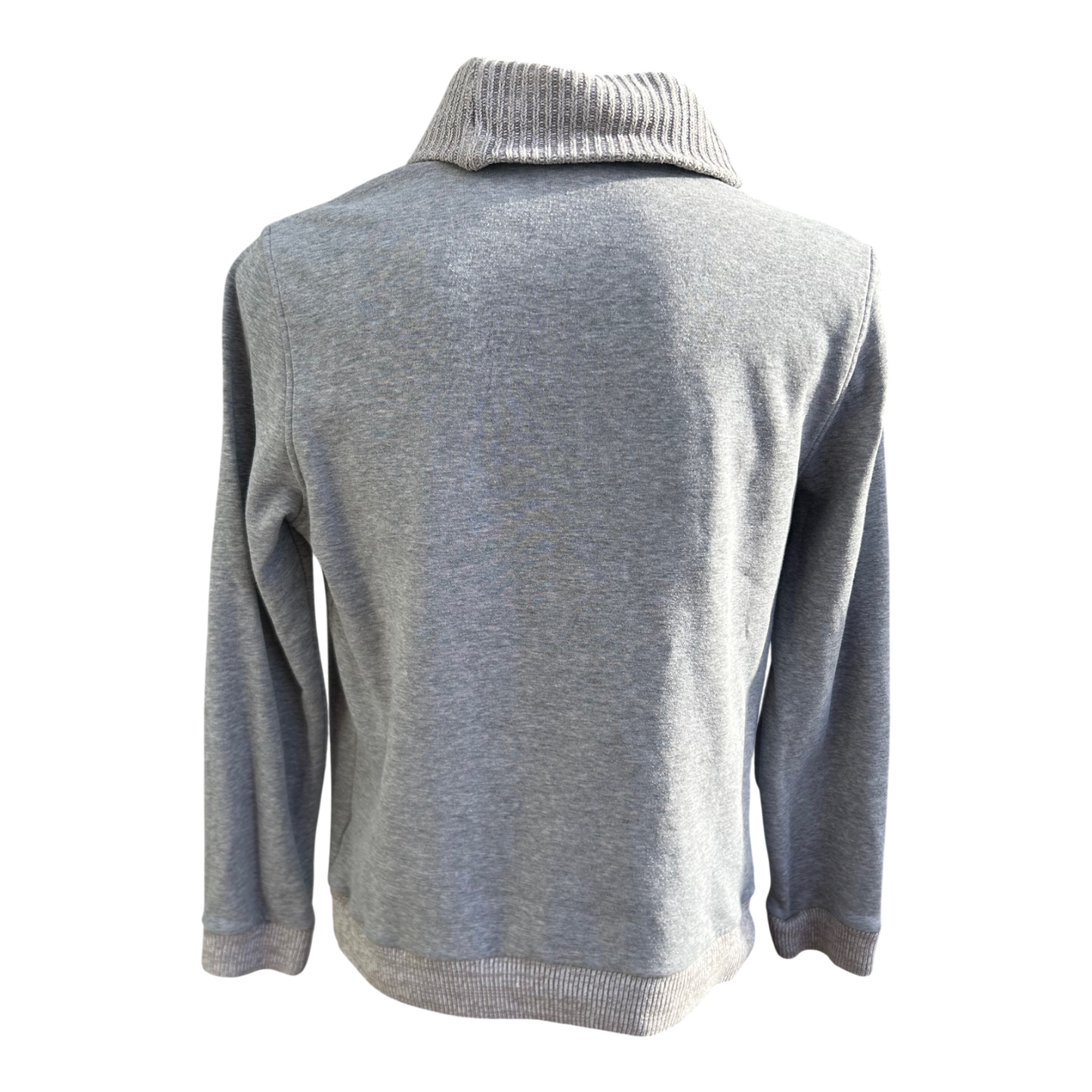 H&M Pullover Herren Gr M Grau Schalkragen Baumwolle Casual Modern Freizeit