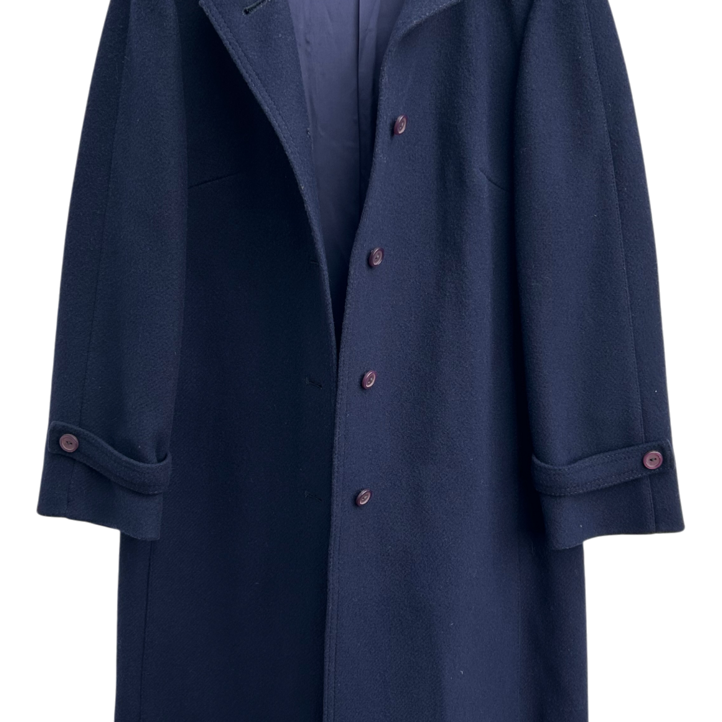 Damen Mantel Dunkelblau Wolle Viskose Gr 38 Schwer Hochwertig Kapuze Elegant Lang