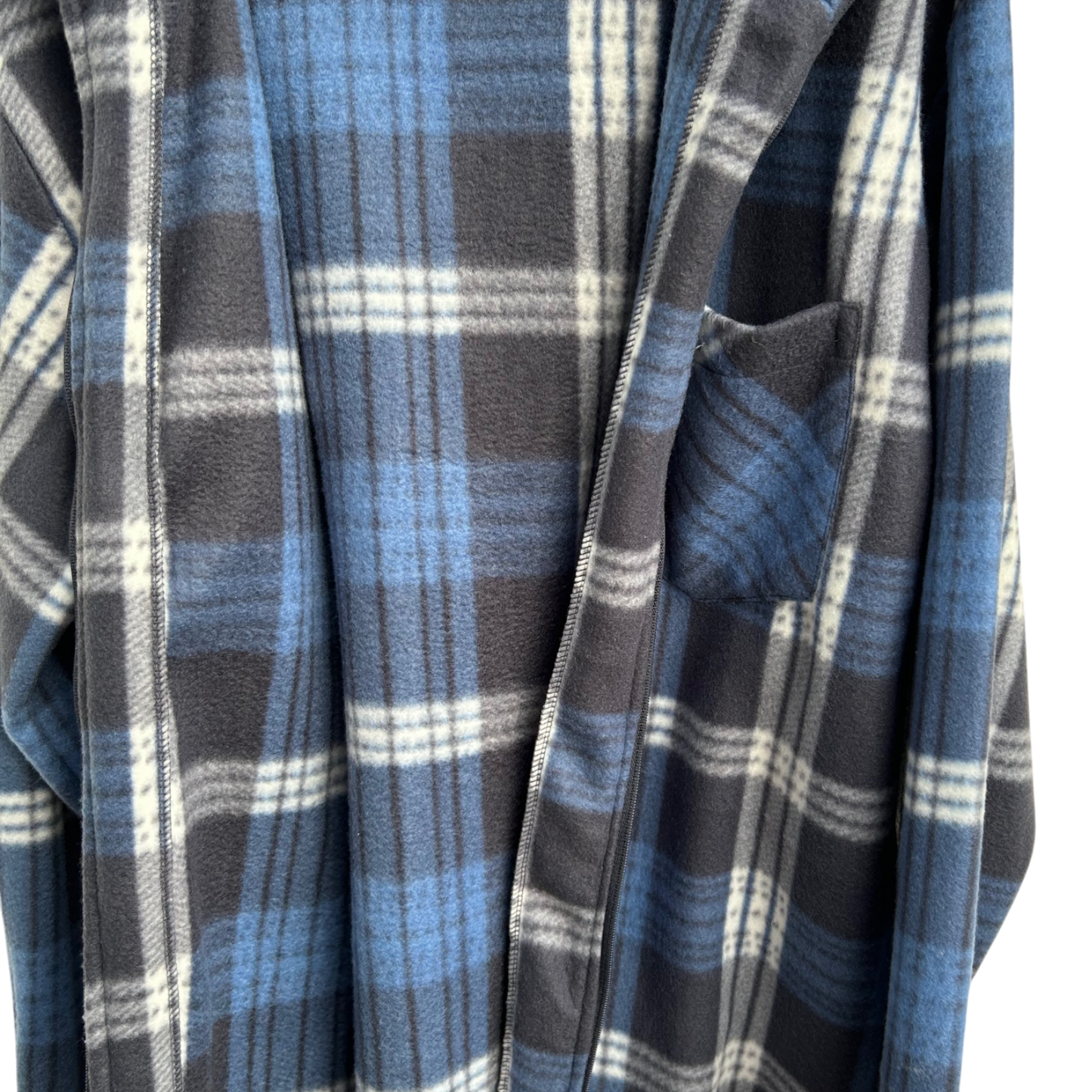 Hemdjacke Fleecehemd Herren Gr XL Blau Kariert Reißverschluss Superweich Warm Freizeit