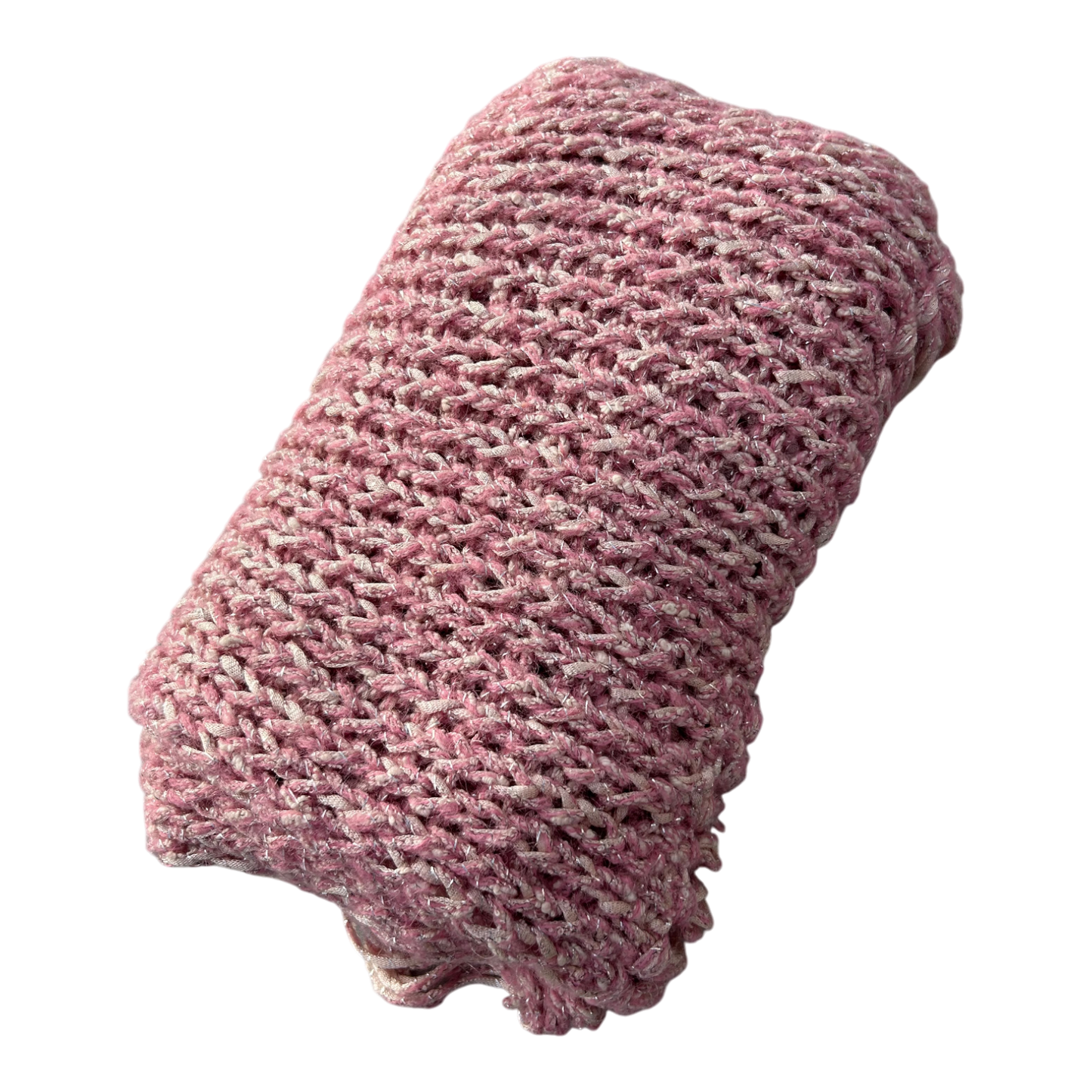 Damen Schal Strick Rosa Fransen weich Winter Accessoire kuschelig warm meliert