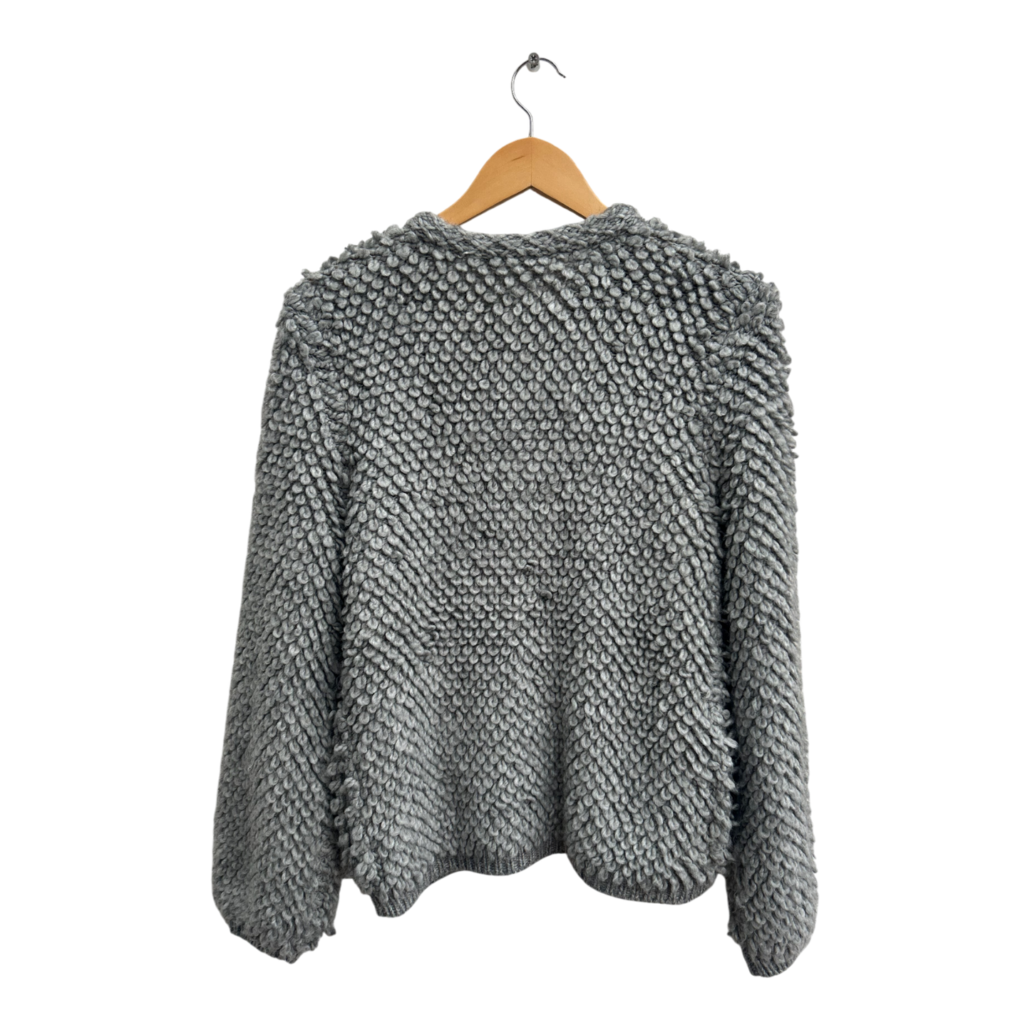 edc Strickjacke Damen Gr S Grau Flauschig Zopfmuster Reißverschluss Wolle Alpaka